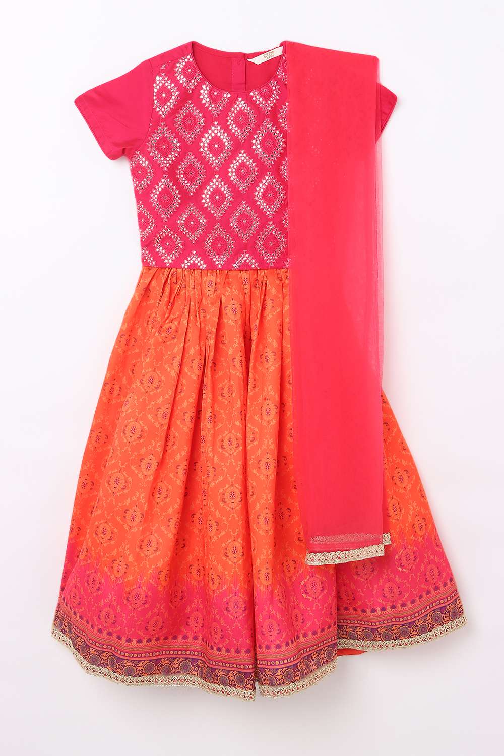 Blended-Fabric-Regular-Fit-Girls-Lehenga-Choli-Set