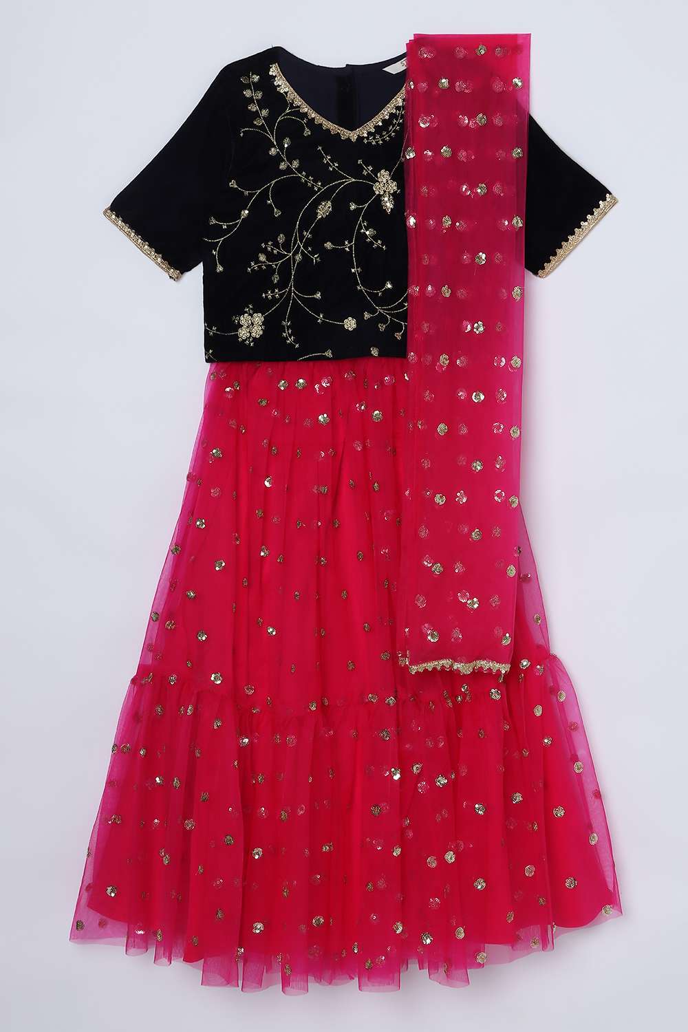 Blended-Fabric-Regular-Fit-Girls-Lehenga-Choli-Set