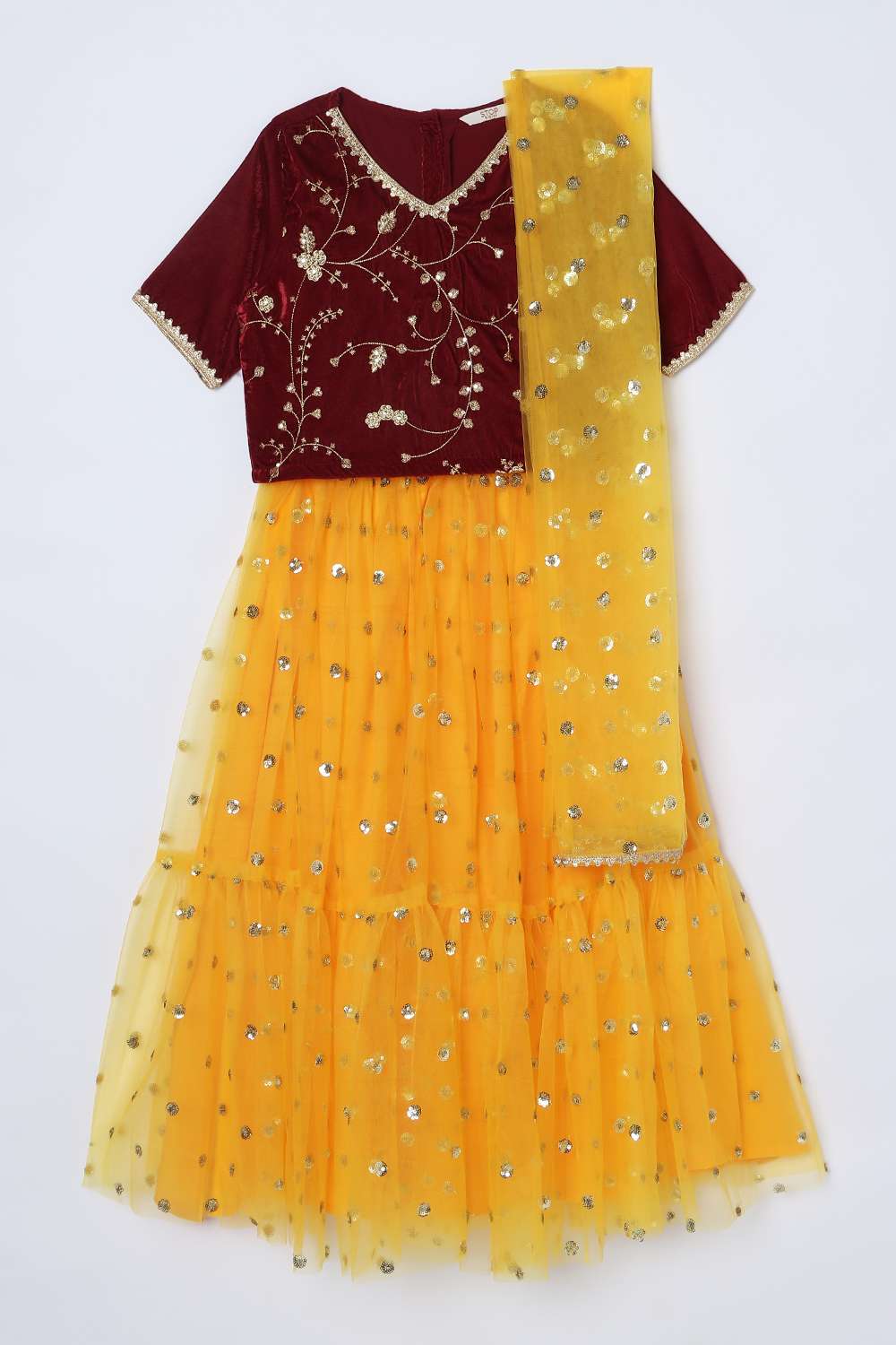 Blended-Fabric-Regular-Fit-Girls-Lehenga-Choli-Set
