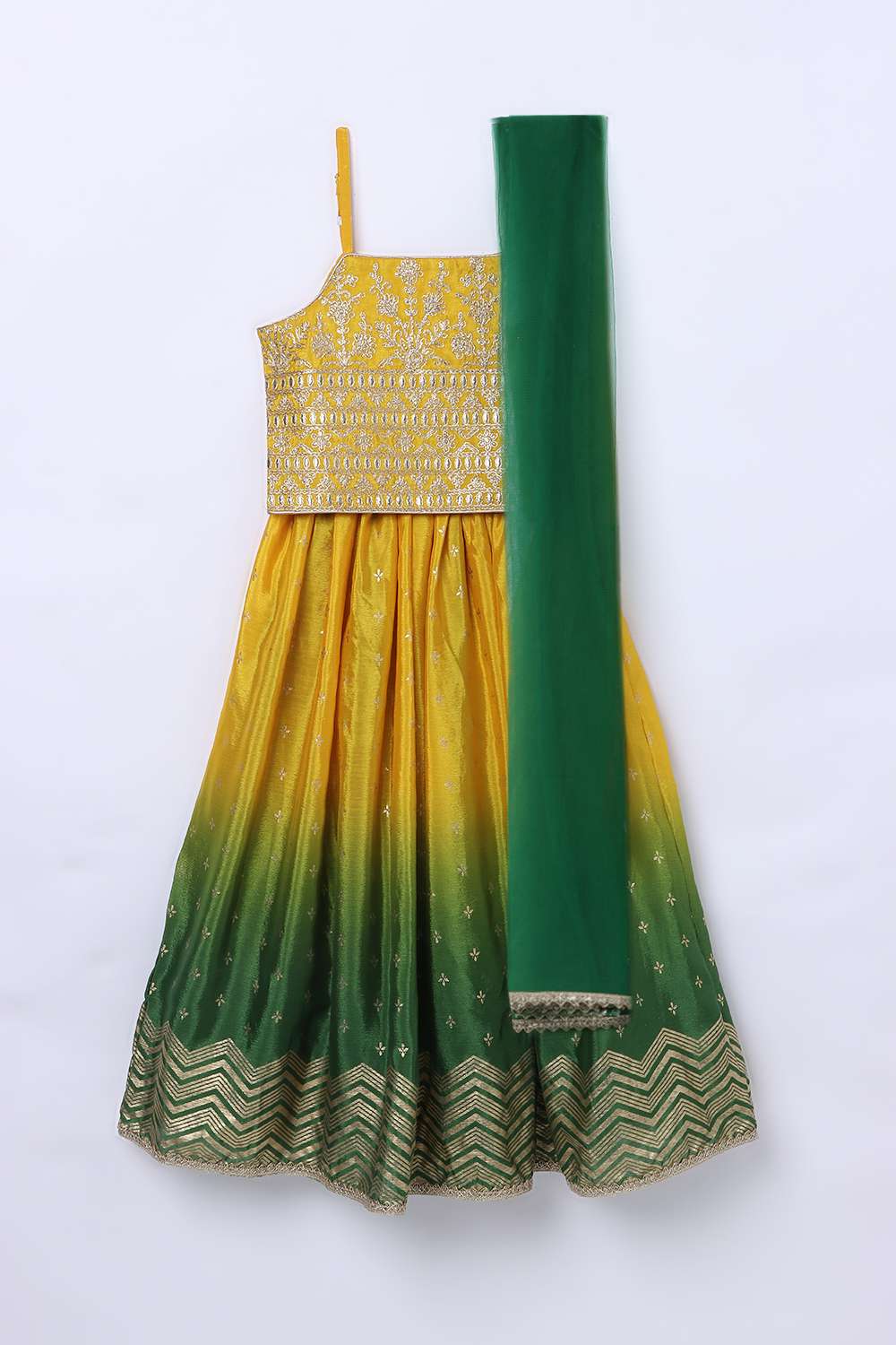 Blended-Fabric-Regular-Fit-Girls-Lehenga-Choli-Set