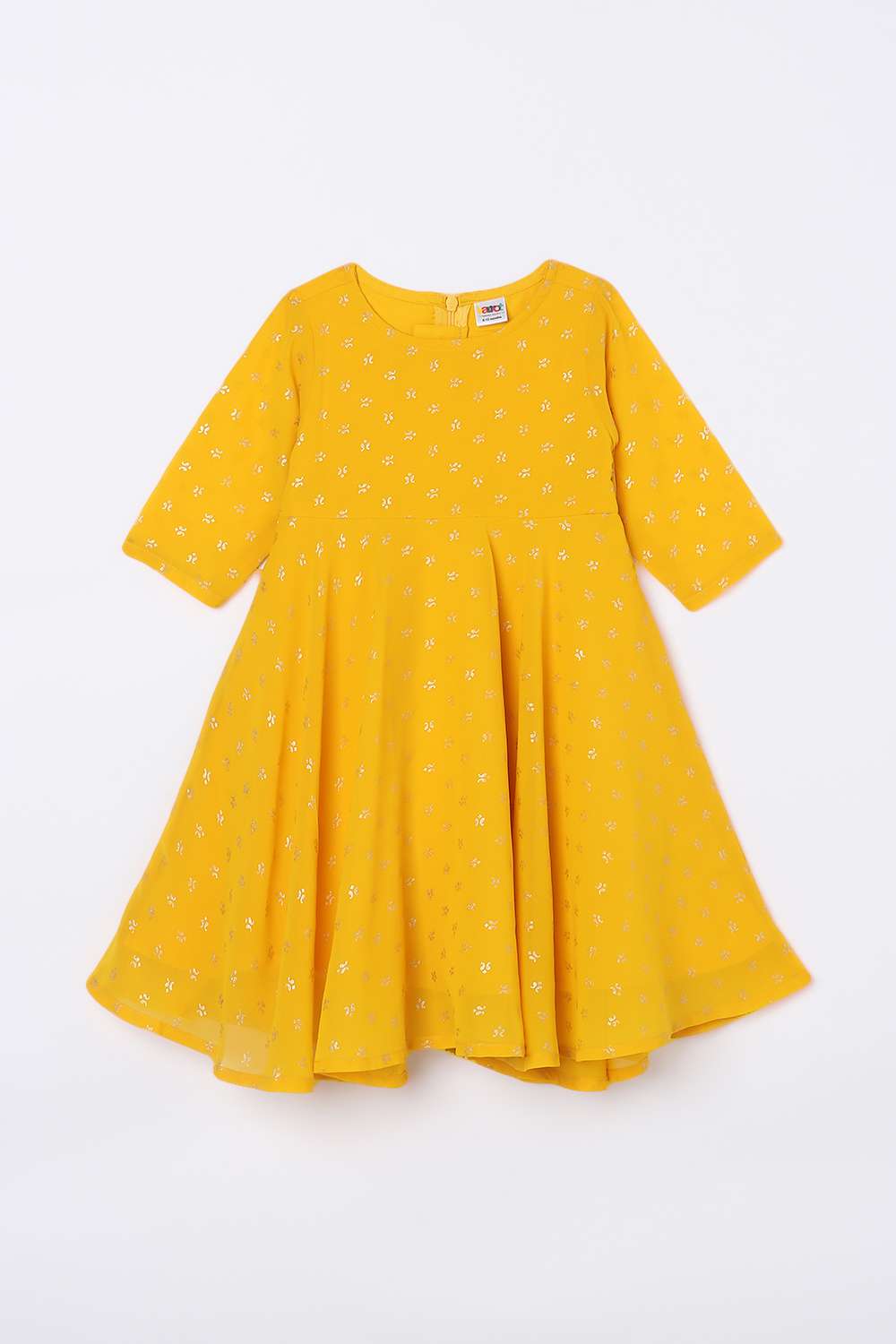 Embellished-Blended-Fabric-Round-Neck-Girl-s-Dress