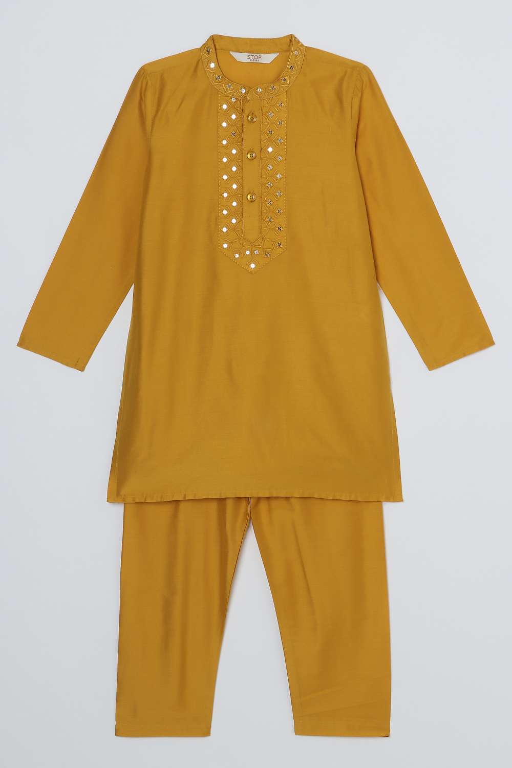 Embellished-Blended-Fabric-Henley-Boys-Clothing-Set