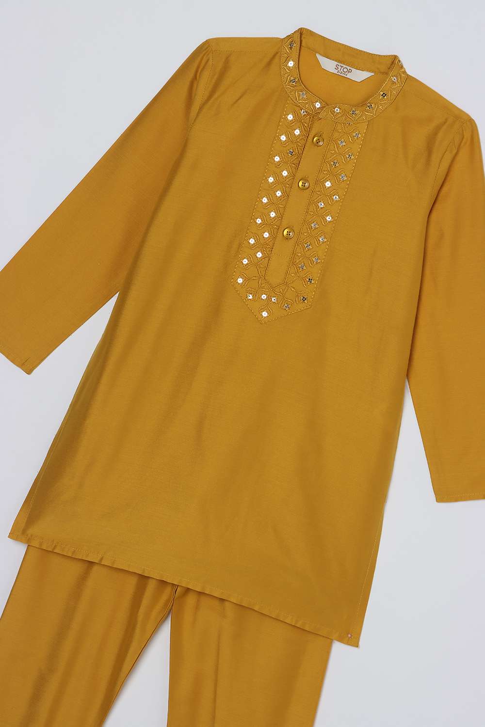 Embellished-Blended-Fabric-Henley-Boys-Clothing-Set