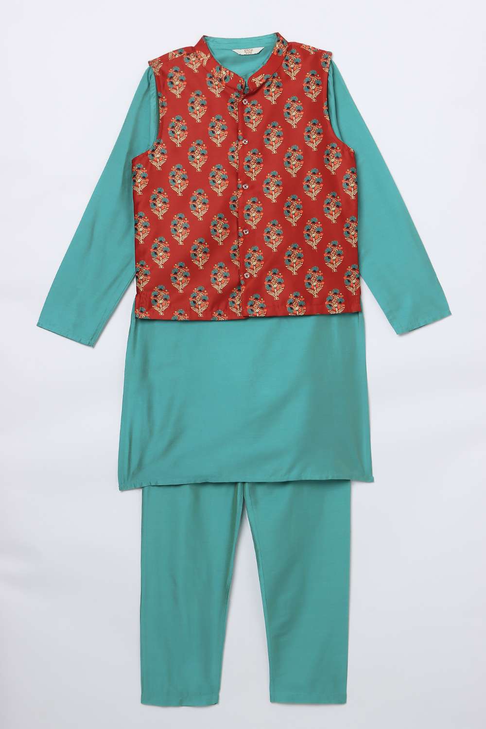 Solid-Polyester-Boys-Festive-Wear-Kurta-Set