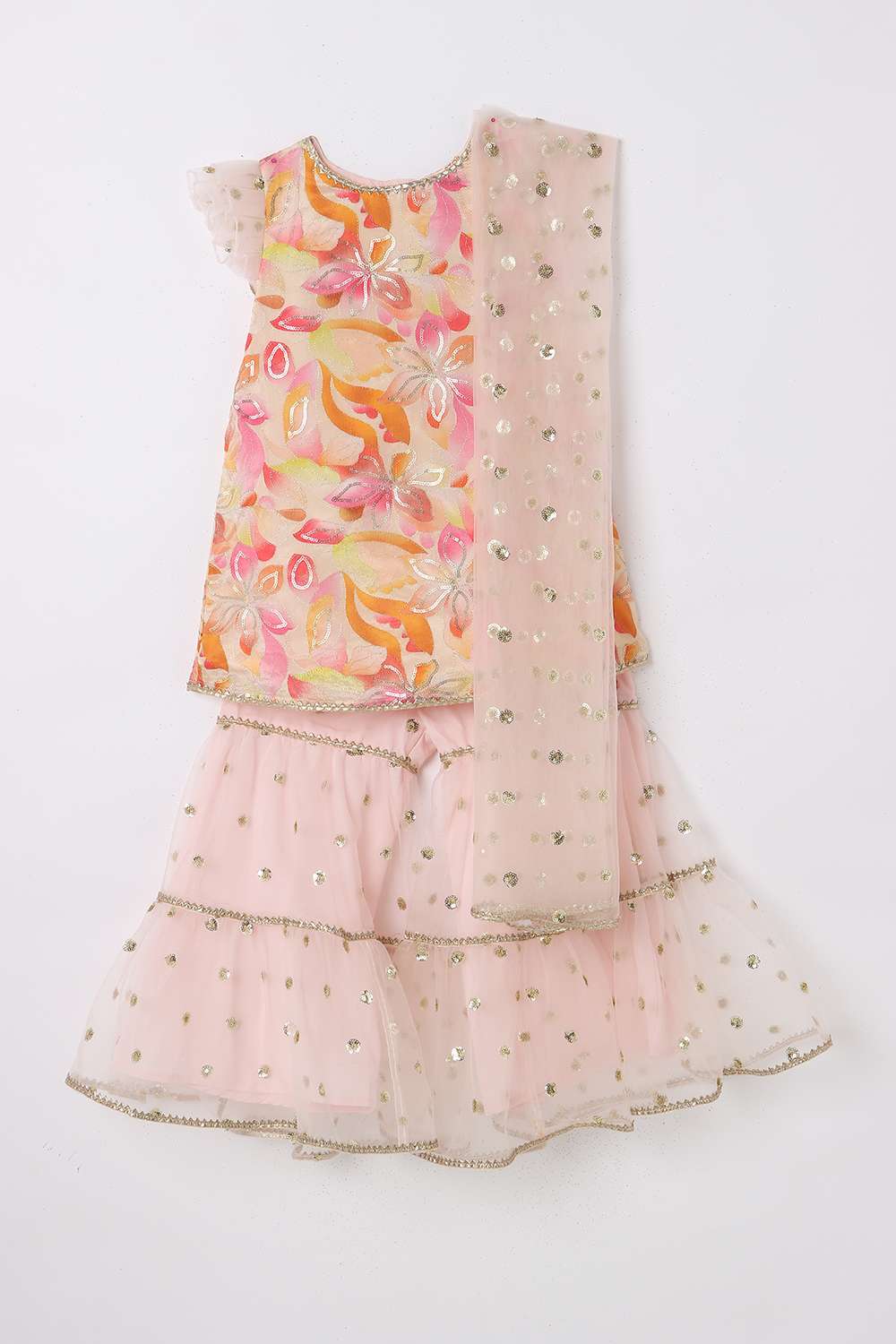 Floral-Blended-Fabric-Round-Neck-Girl-s-Festive-Wear-Kurta-Set