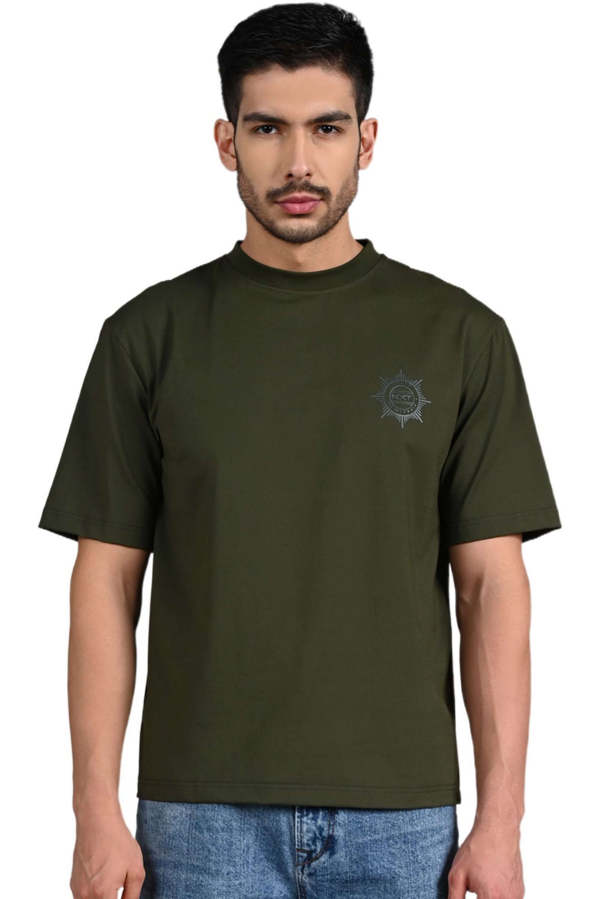 Solid-Cotton-Blend-Regular-Fit-Men-T-Shirt