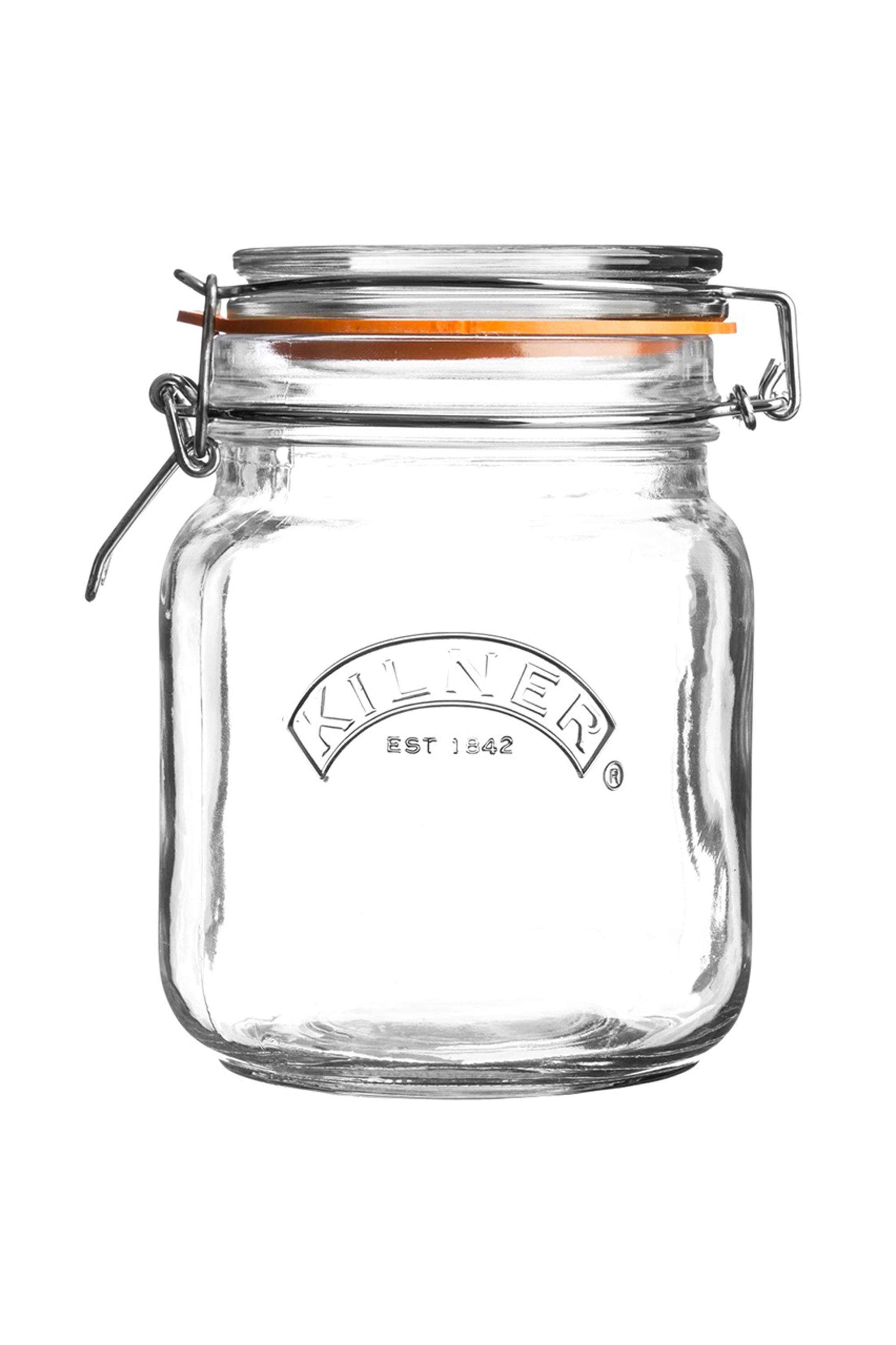 Premium-Airtight-Square-Wire-Clip-Top-Food-Storage-Container-Jar-for-Kitchen---1-Litre