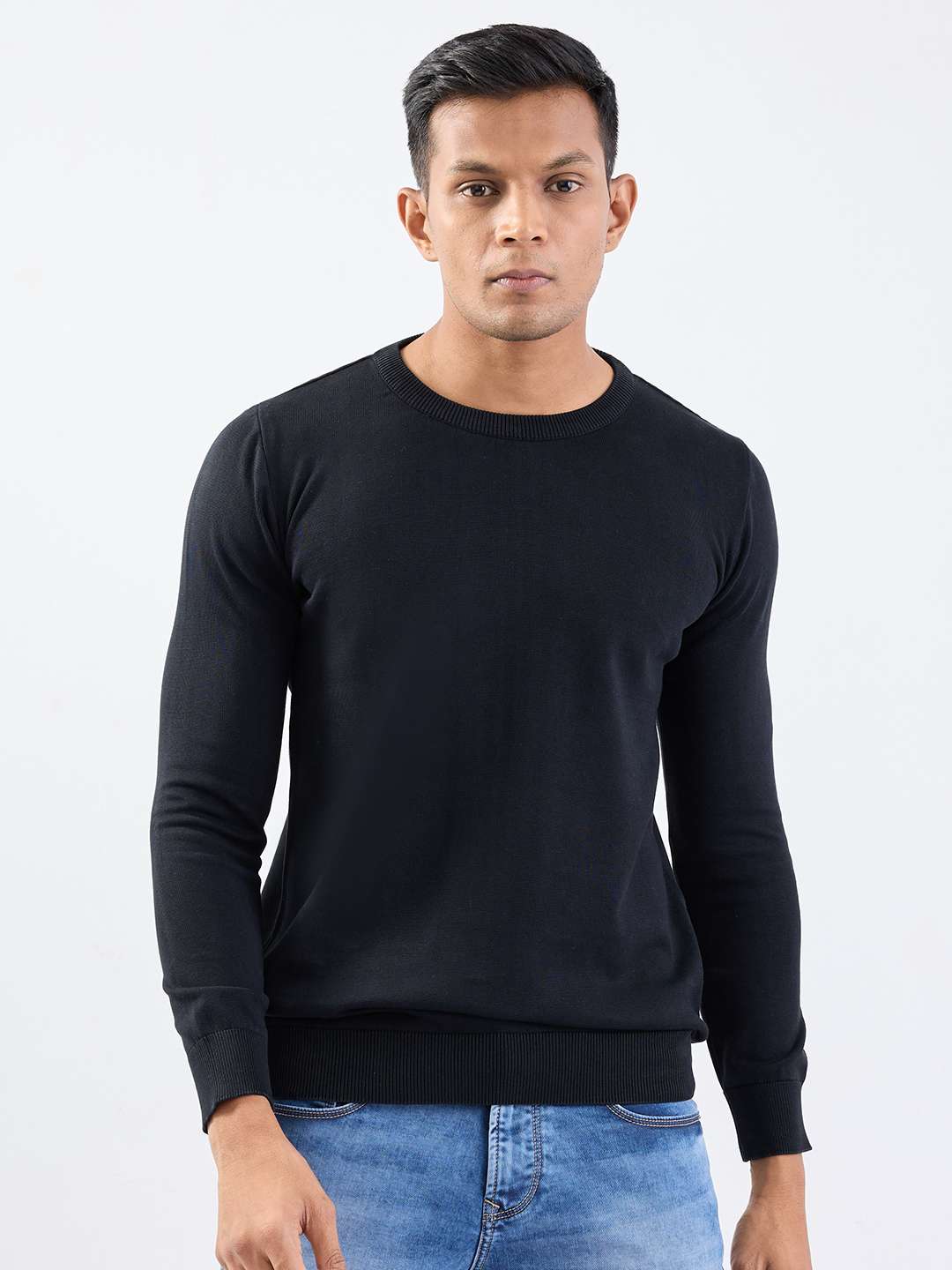Solid-Cotton-Round-Neck-Men-s-Sweater