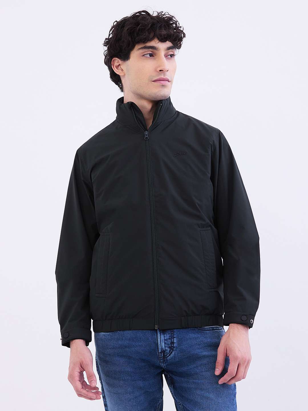 Solid-Polyester-Regular-Fit-Men-s-Jacket