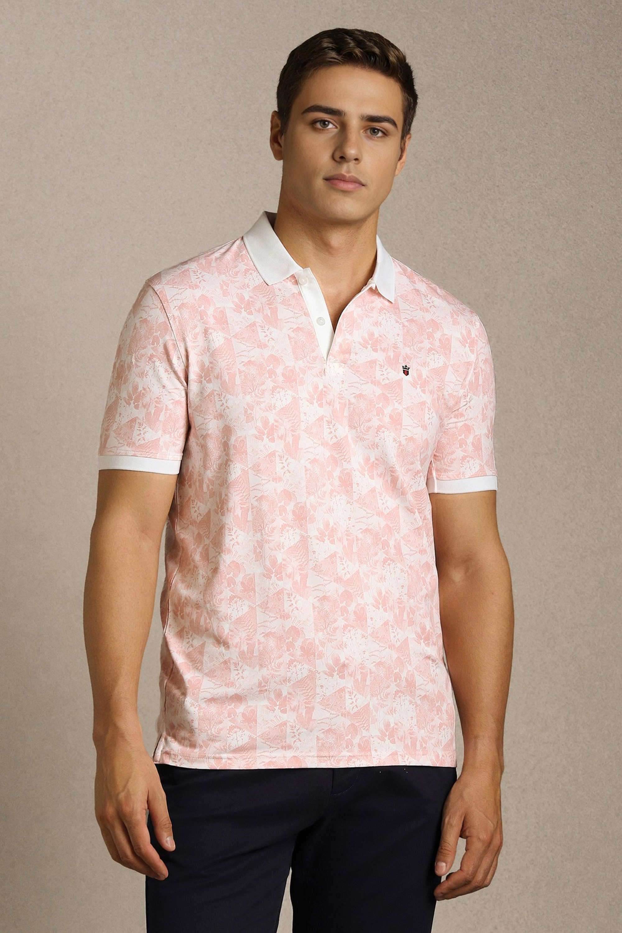 Stripes-Polyester-Cotton-Round-Neck-Men-s-T-Shirt