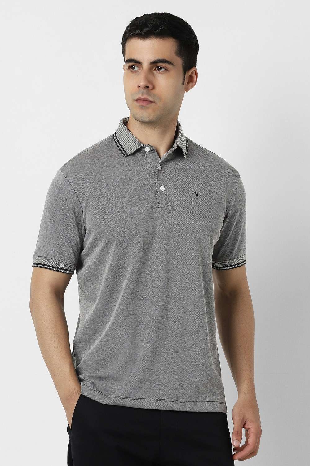 Solid-Blended-Fabric-Polo-Men-s-T-Shirt