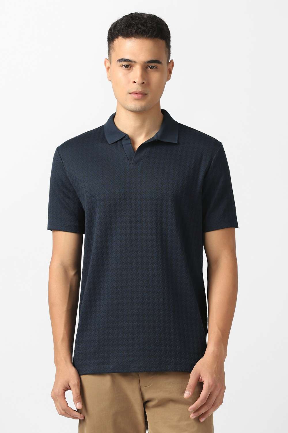 Solid-Blended-Fabric-Polo-Men-s-T-Shirt