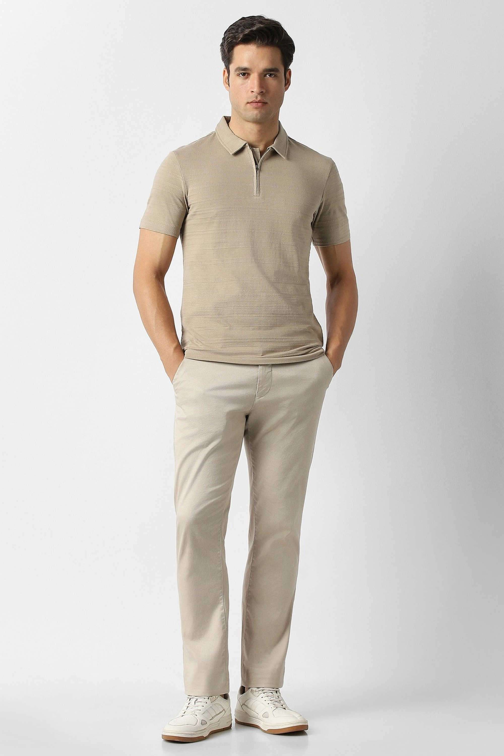 Solid-Cotton-Blend-Polo-Men-s-T-Shirt