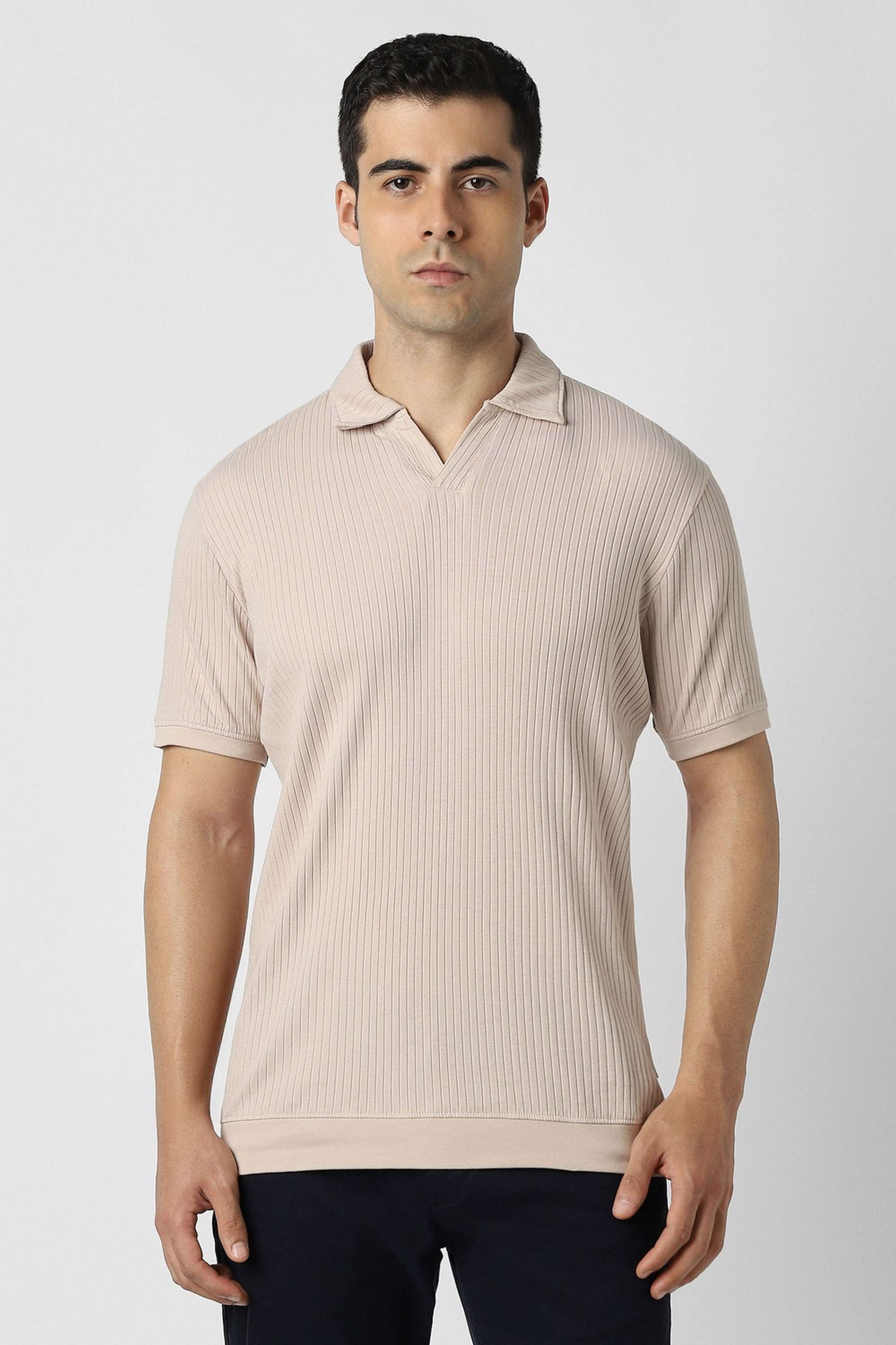 Textured-Cotton-Blend-Regular-Fit-Men-Polo-T-Shirt