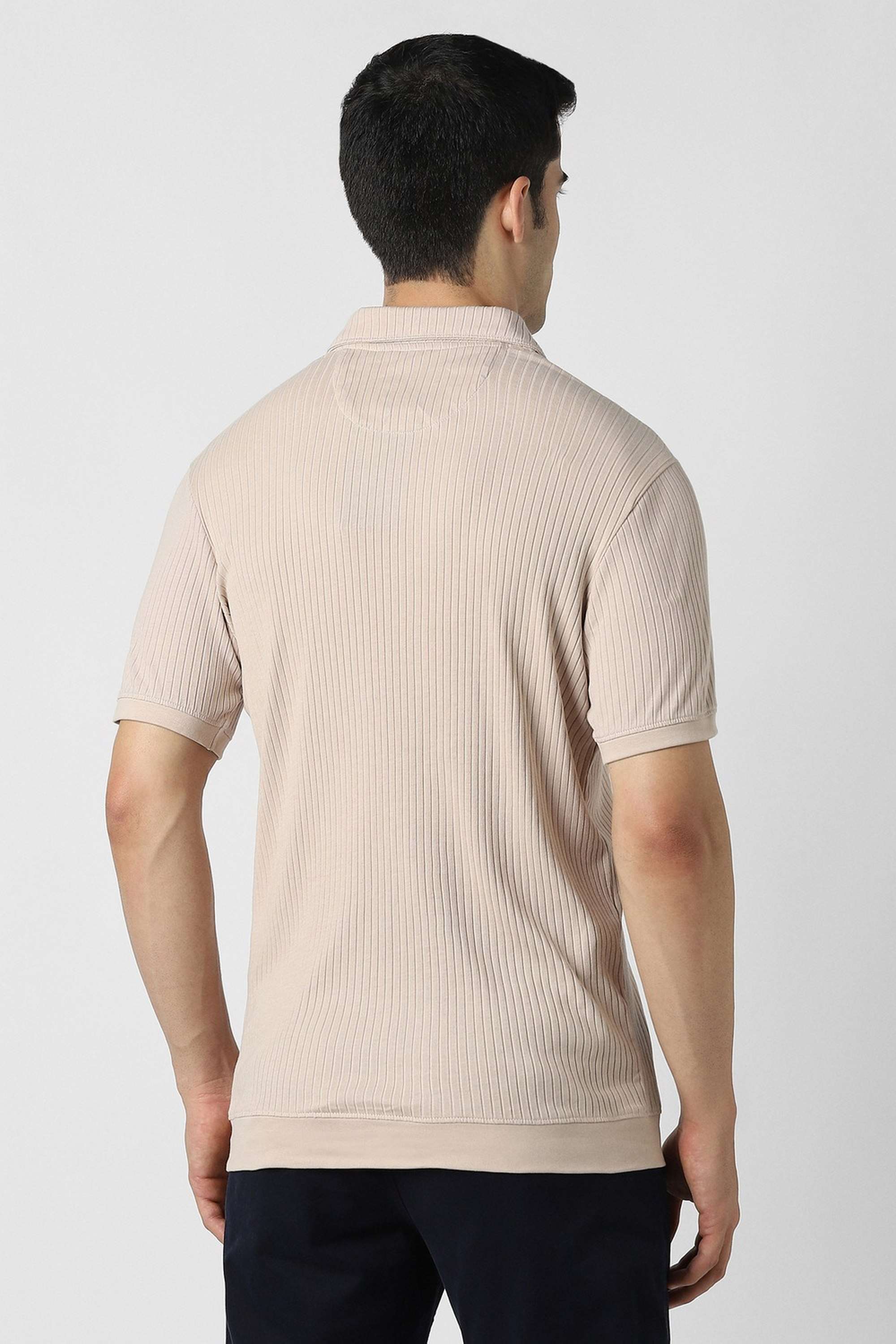 Textured-Cotton-Blend-Regular-Fit-Men-Polo-T-Shirt