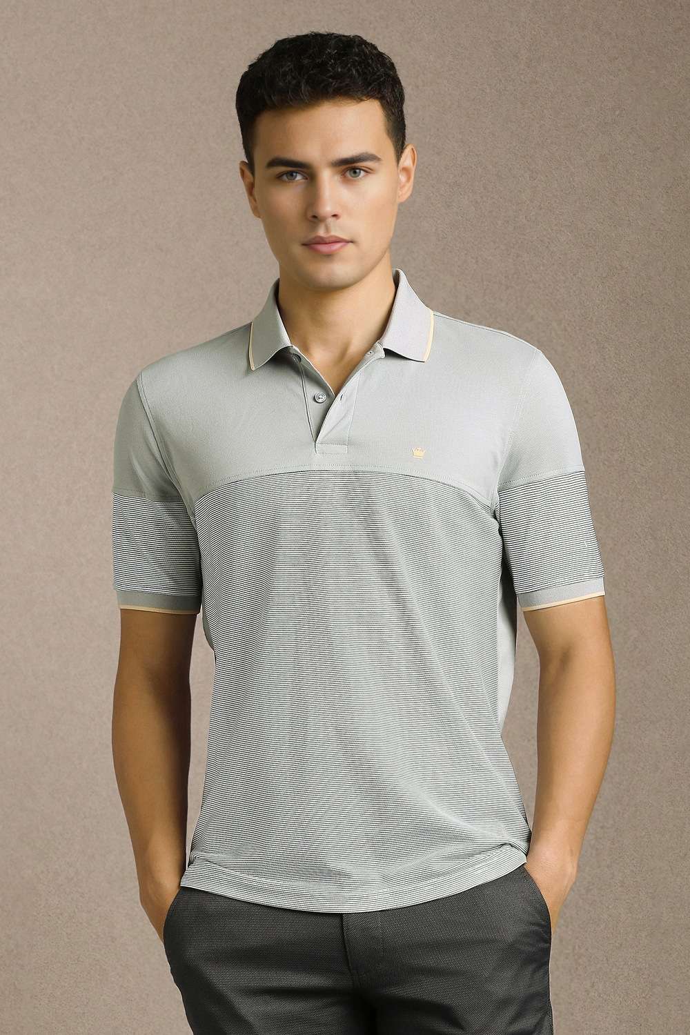 Stripes-Polyester-Blend-Polo-Men-s-T-Shirt