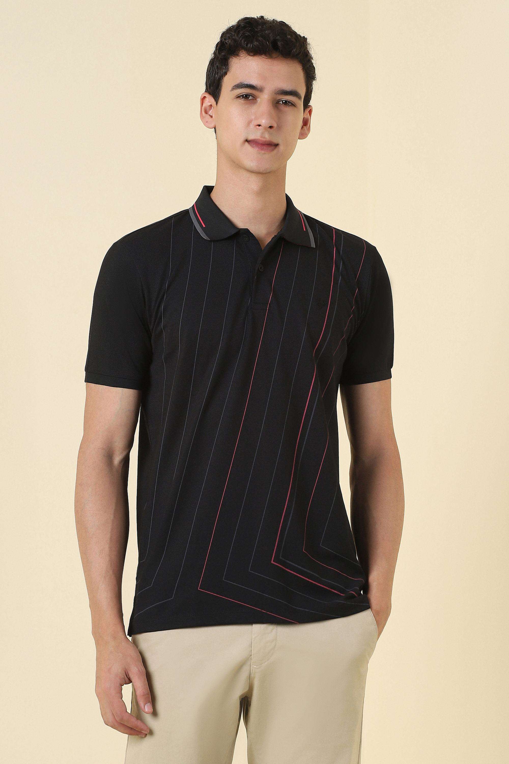 Solid-Polyester-Cotton-Collared-Men-s-T-Shirt