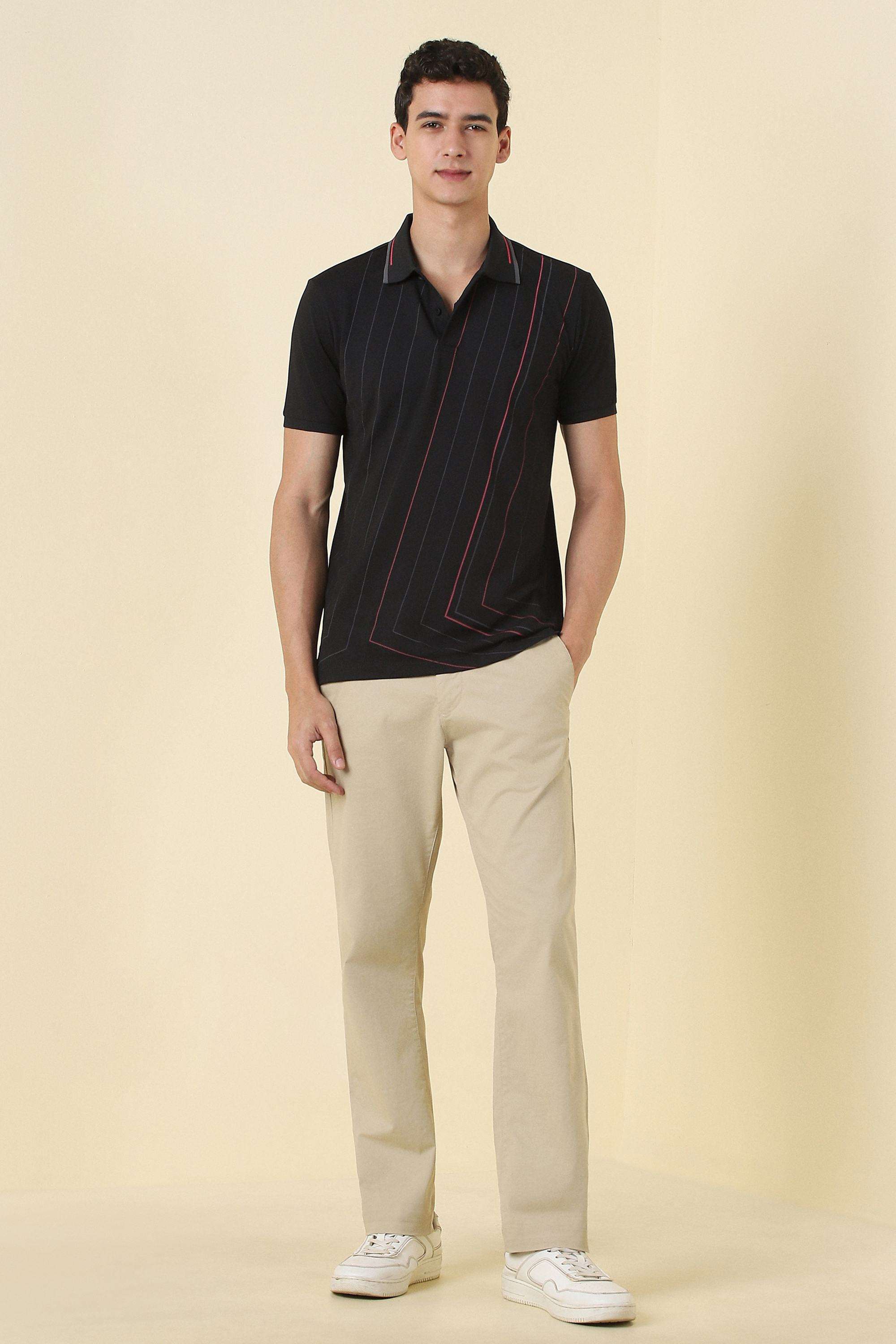 Solid-Polyester-Cotton-Collared-Men-s-T-Shirt