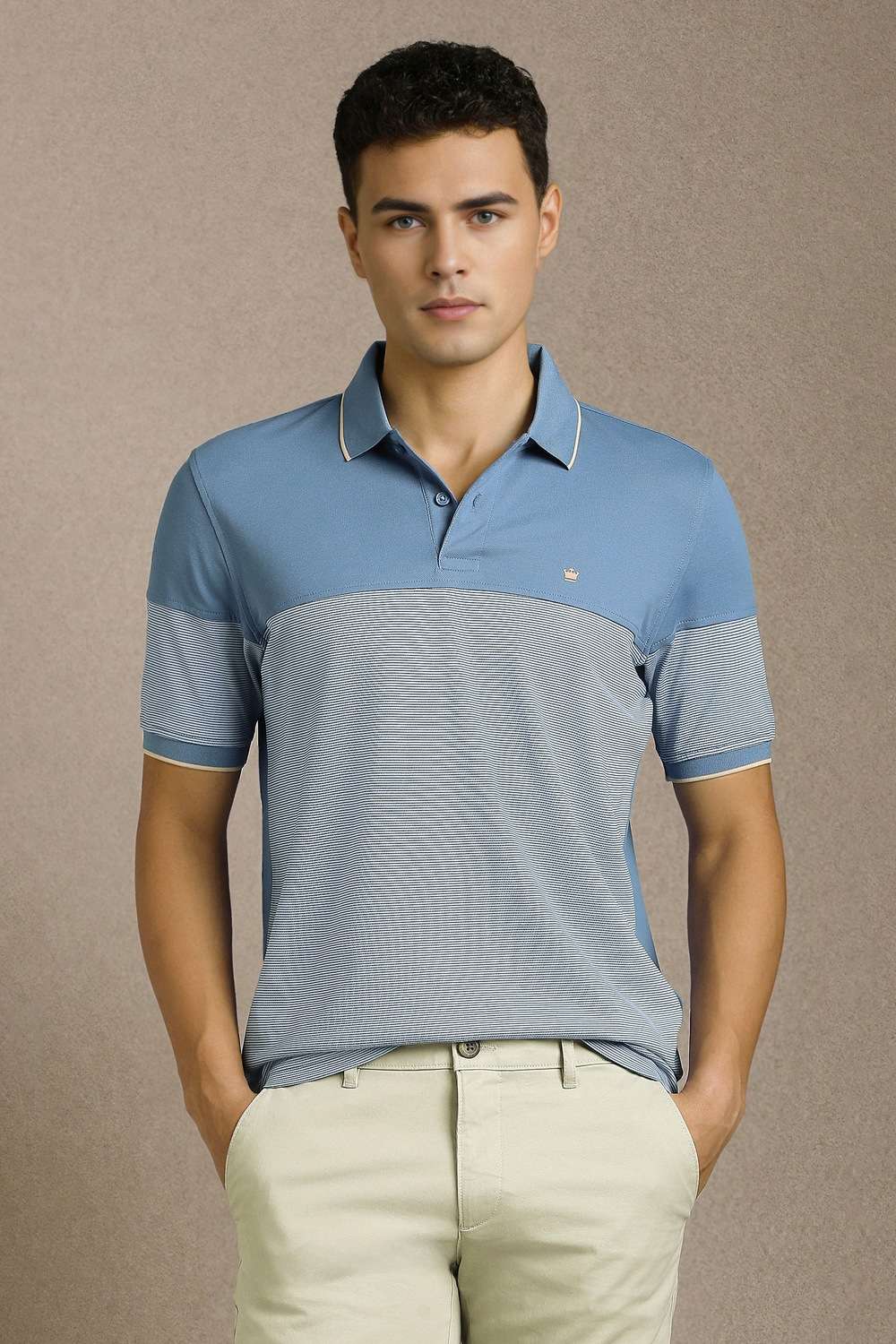 Stripes-Polyester-Blend-Polo-Men-s-T-Shirt