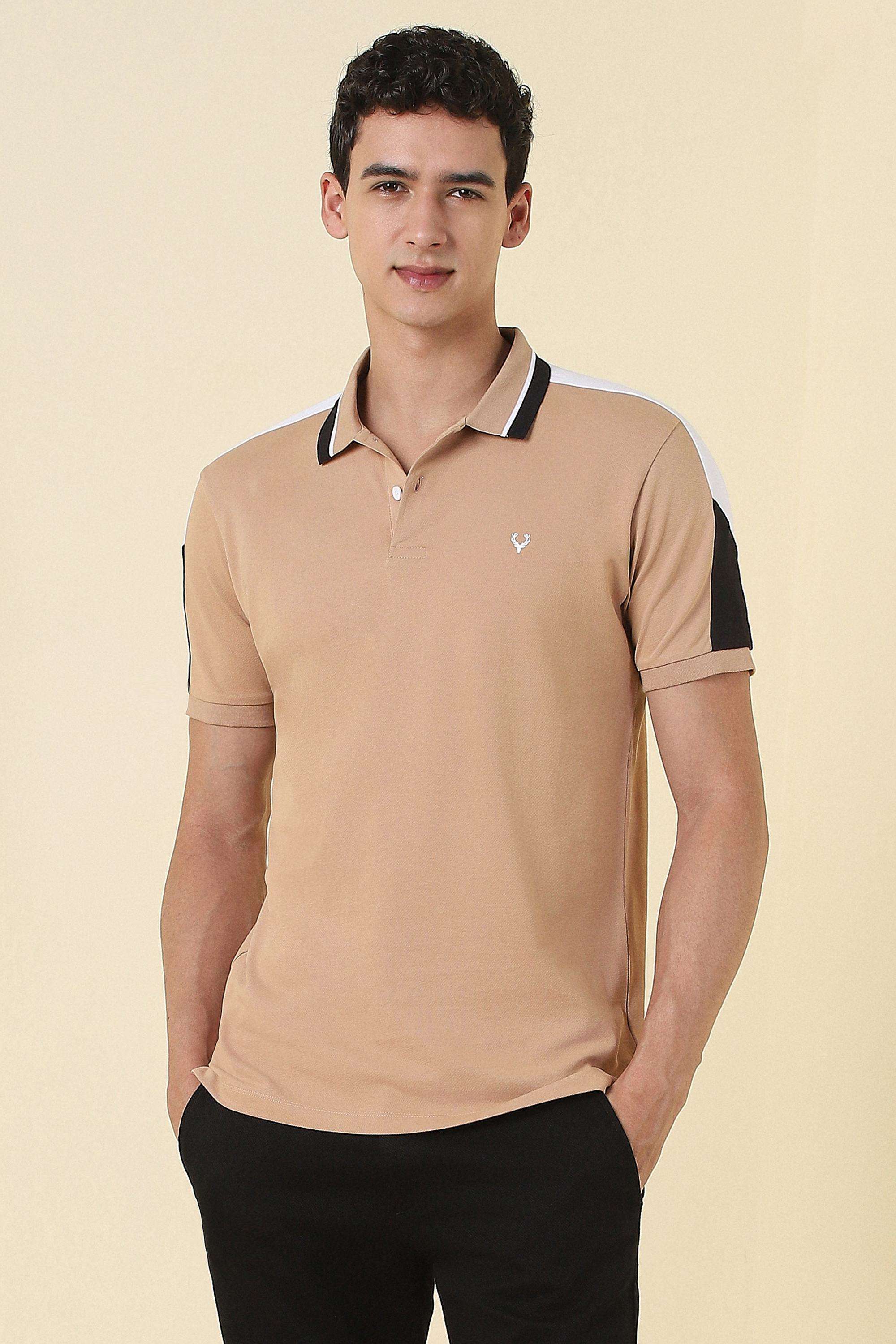 Solid-Polyester-Cotton-Collared-Men-s-T-Shirt