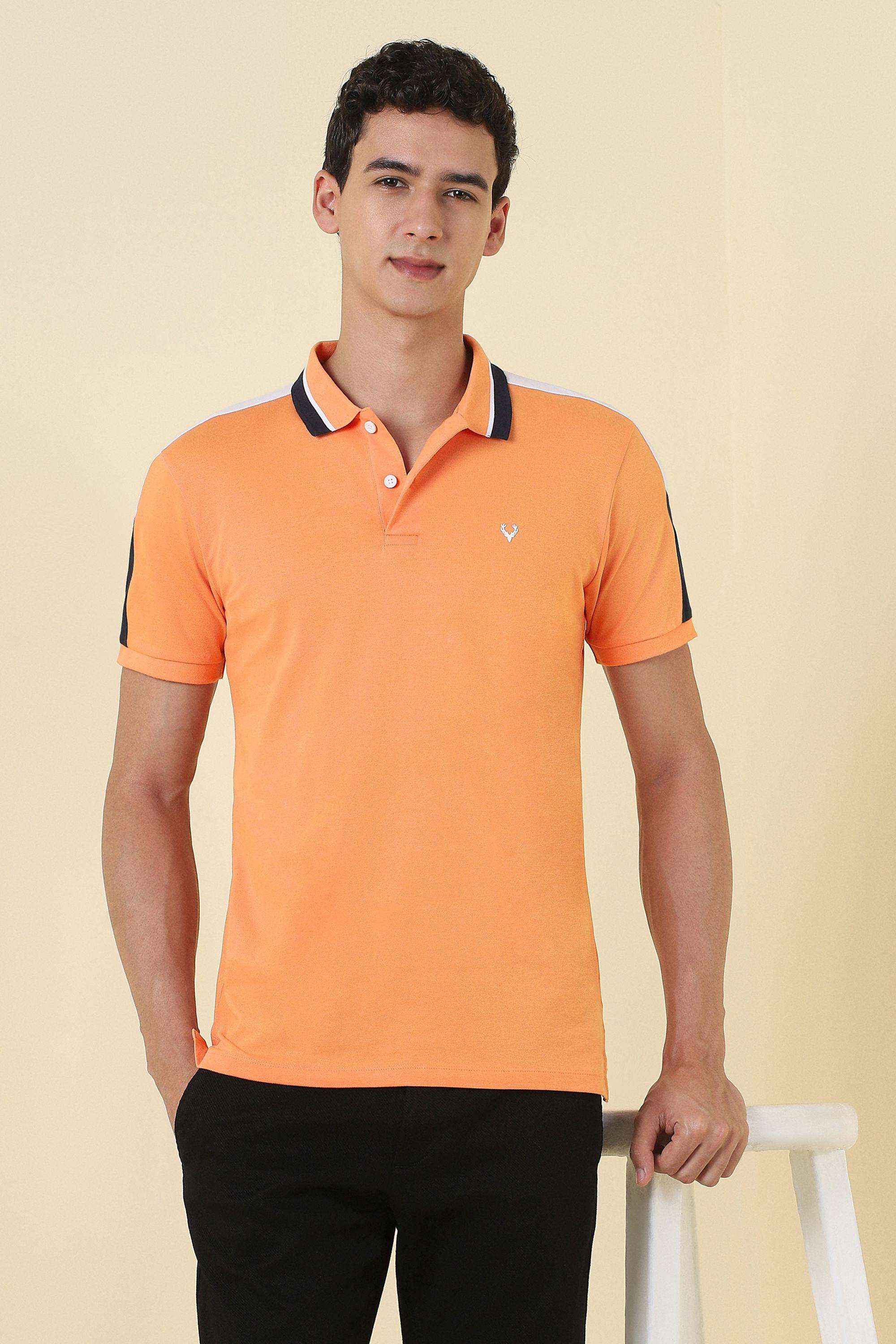 Solid-Polyester-Cotton-Collared-Men-s-T-Shirt