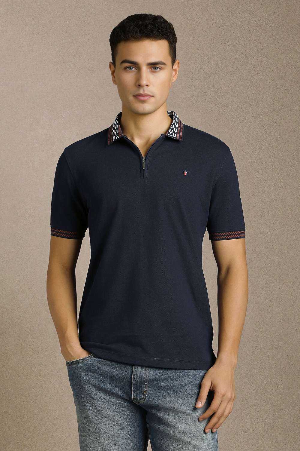 Solid-Cotton-Blend-Polo-Men-s-T-Shirt