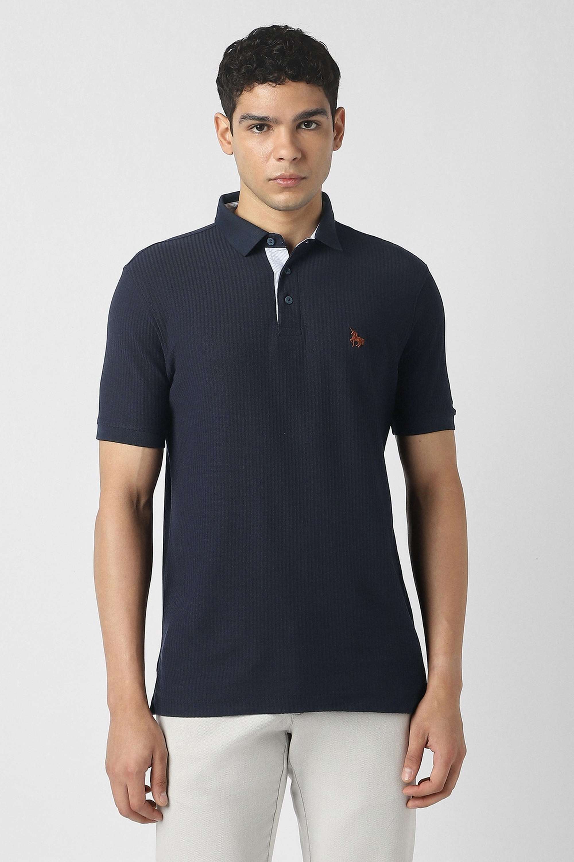Textured-Polyester-Regular-Fit-Men-Polo-T-Shirt