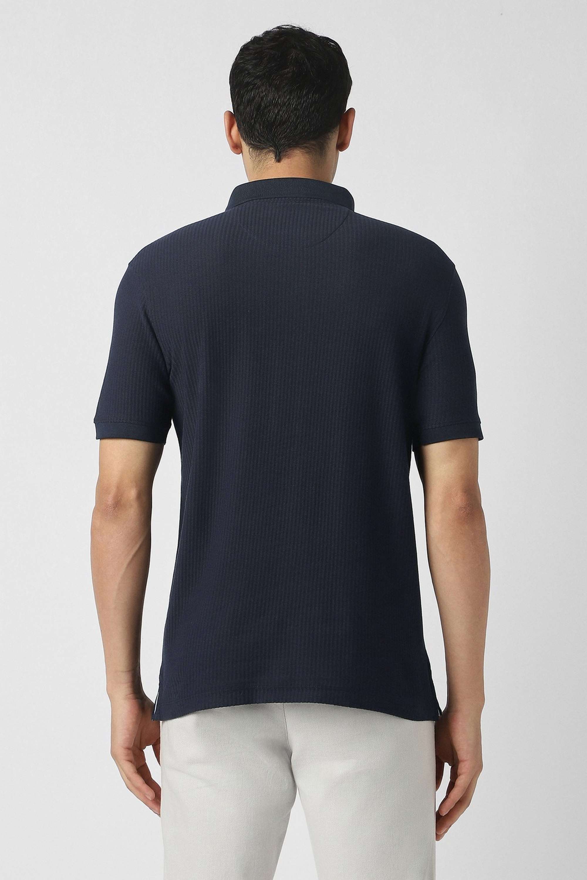 Textured-Polyester-Regular-Fit-Men-Polo-T-Shirt