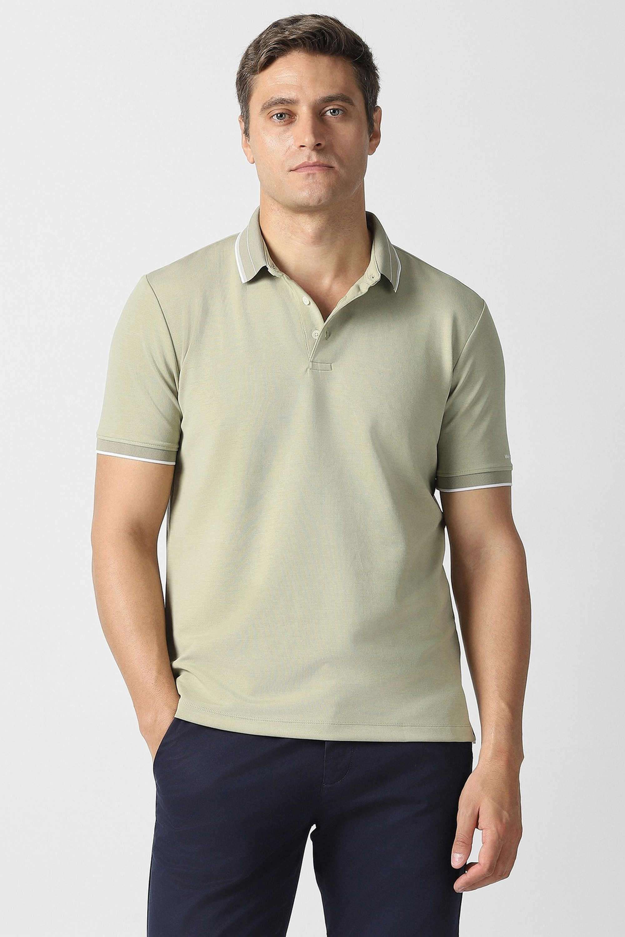 Solid-Blended-Fabric-Regular-Fit-Men-s-T-Shirt