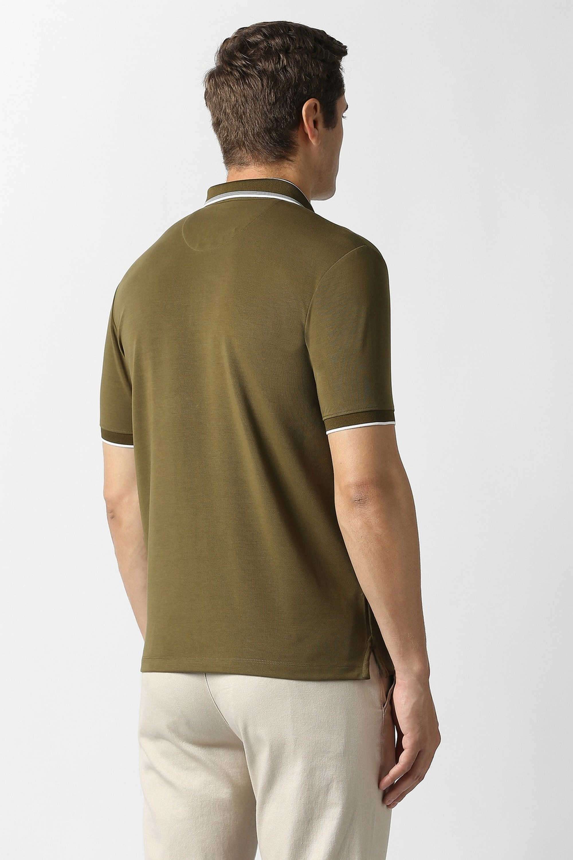 Solid-Blended-Fabric-Regular-Fit-Men-Polo-T-Shirt