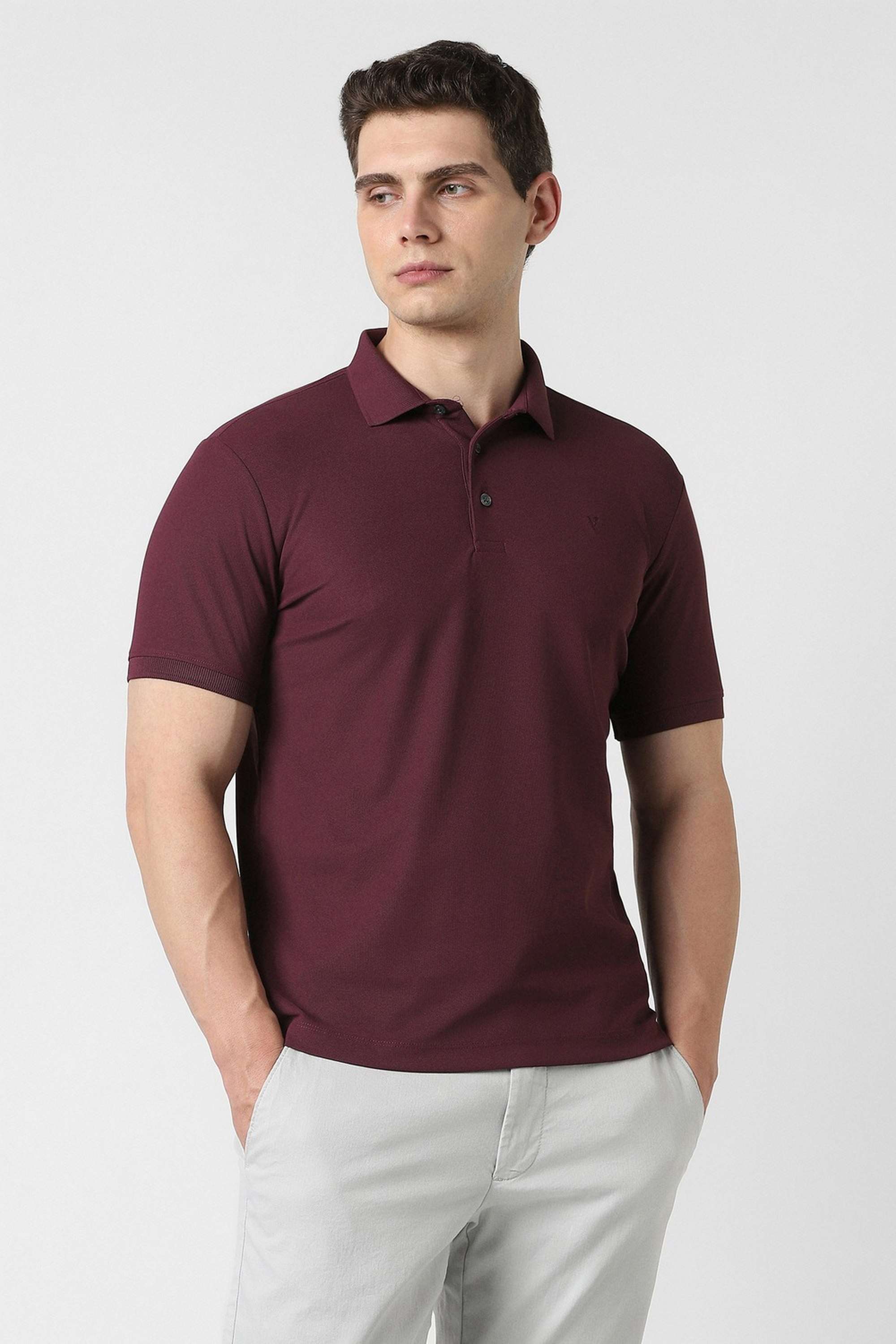Solid-Polyester-Regular-Fit-Men-s-T-Shirt