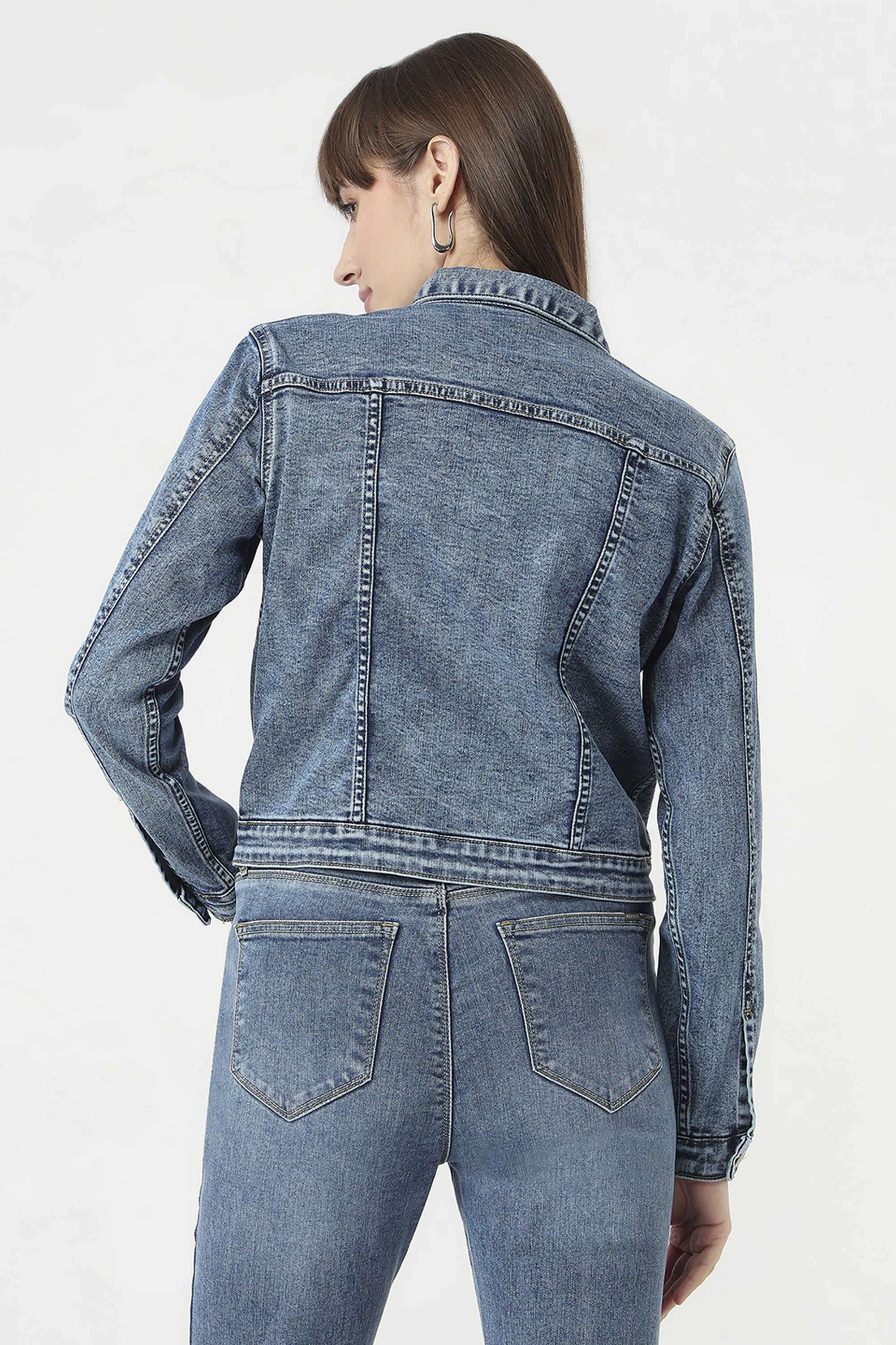 Solid-Collared-Blended-Fabric-Women-s-Casual-Wear-Jacket