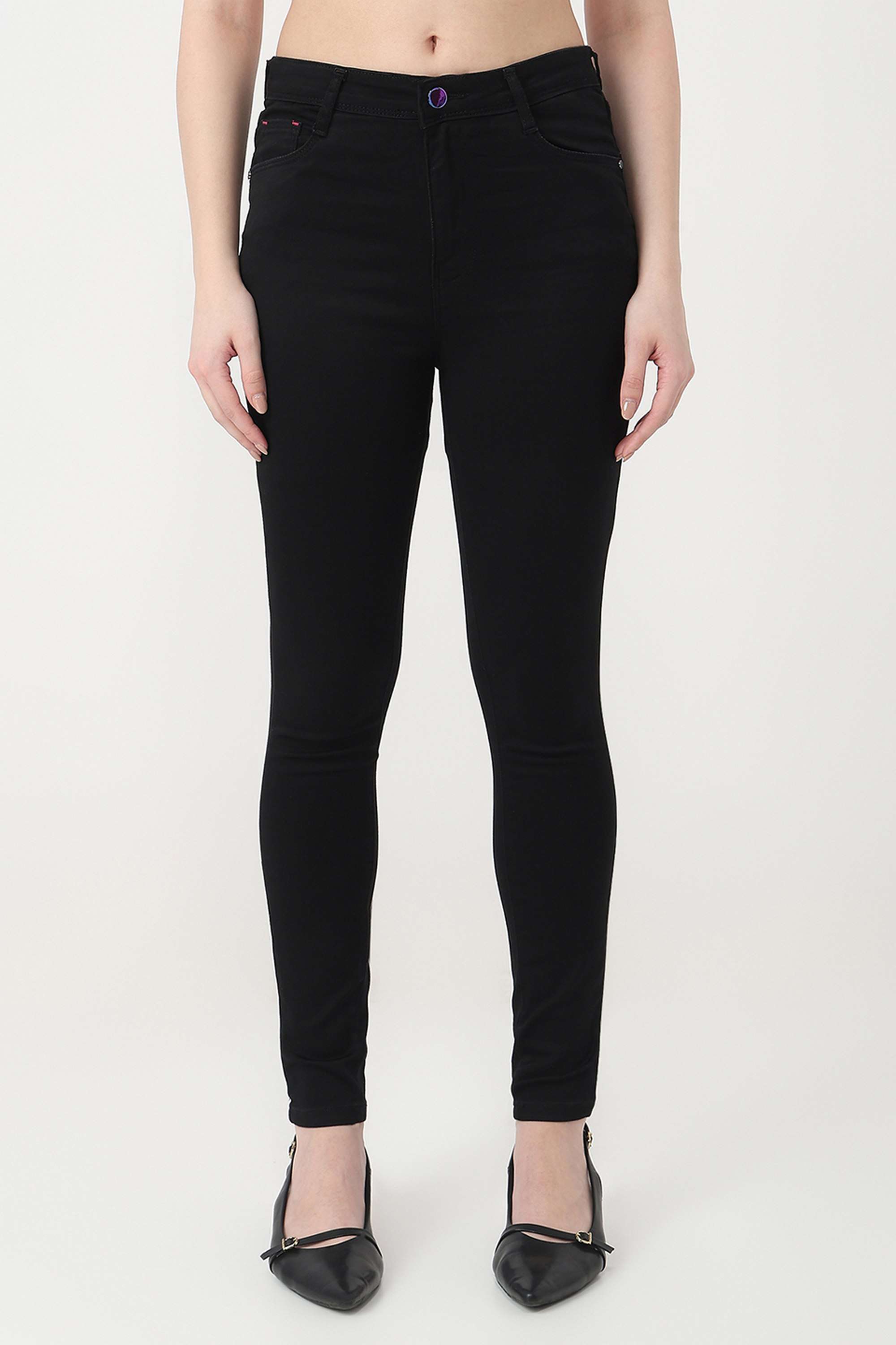 High-Rise-Blended-Fabric-Skinny-Fit-Women-s-Jeans