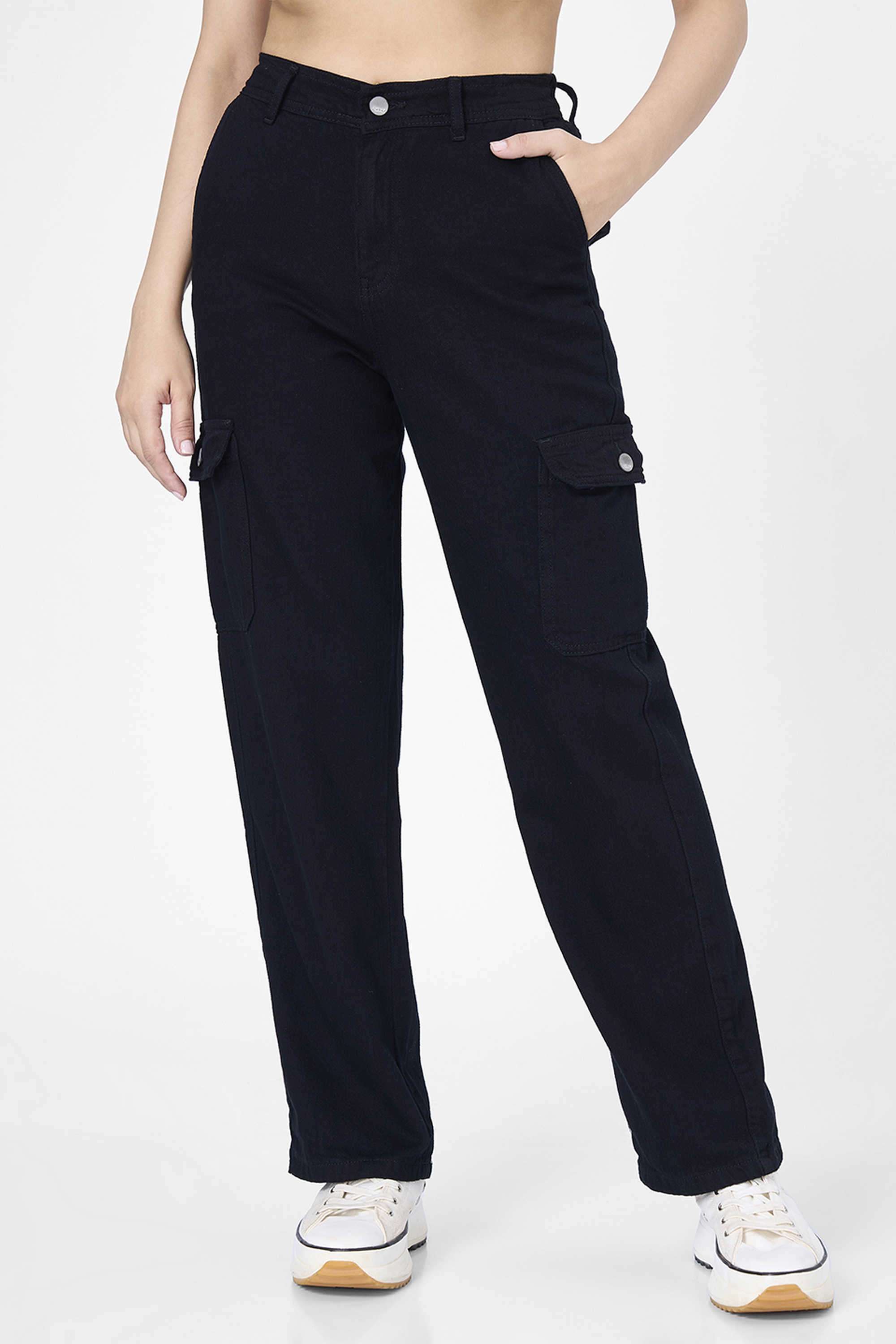Solid-Relaxed-Fit-Cotton-Women-s-Casual-Wear-Trousers