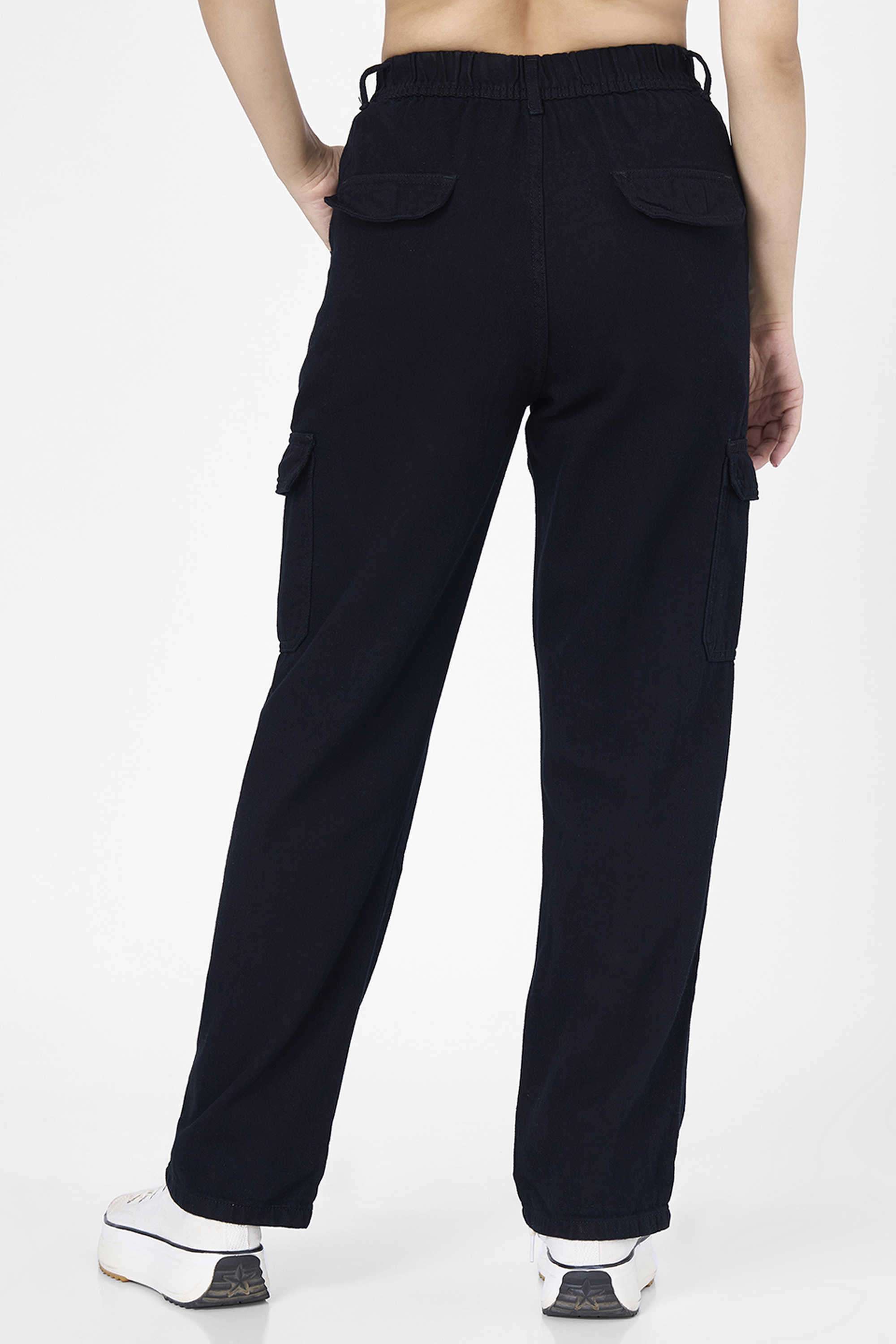 Solid-Relaxed-Fit-Cotton-Women-s-Casual-Wear-Trousers