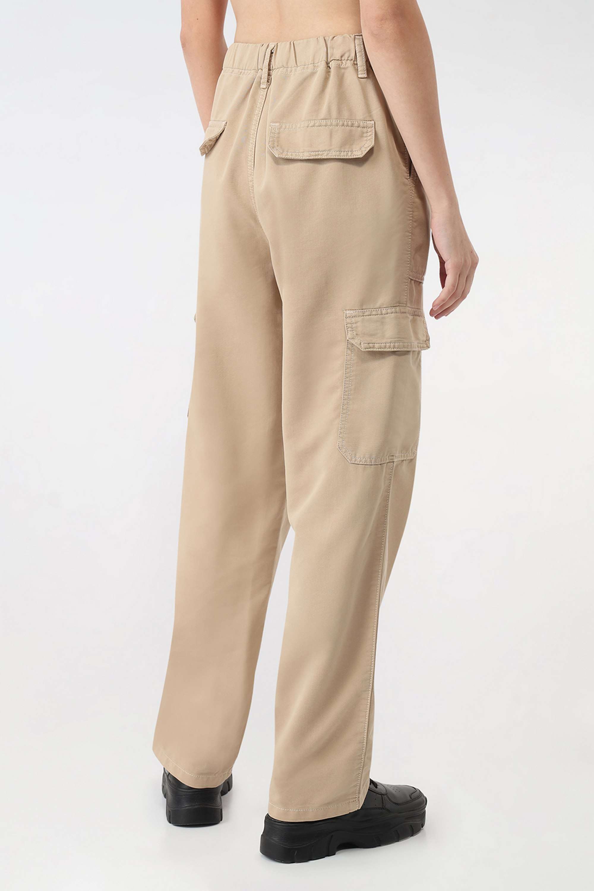 Solid-Relaxed-Fit-Blended-Fabric-Women-s-Casual-Wear-Trousers