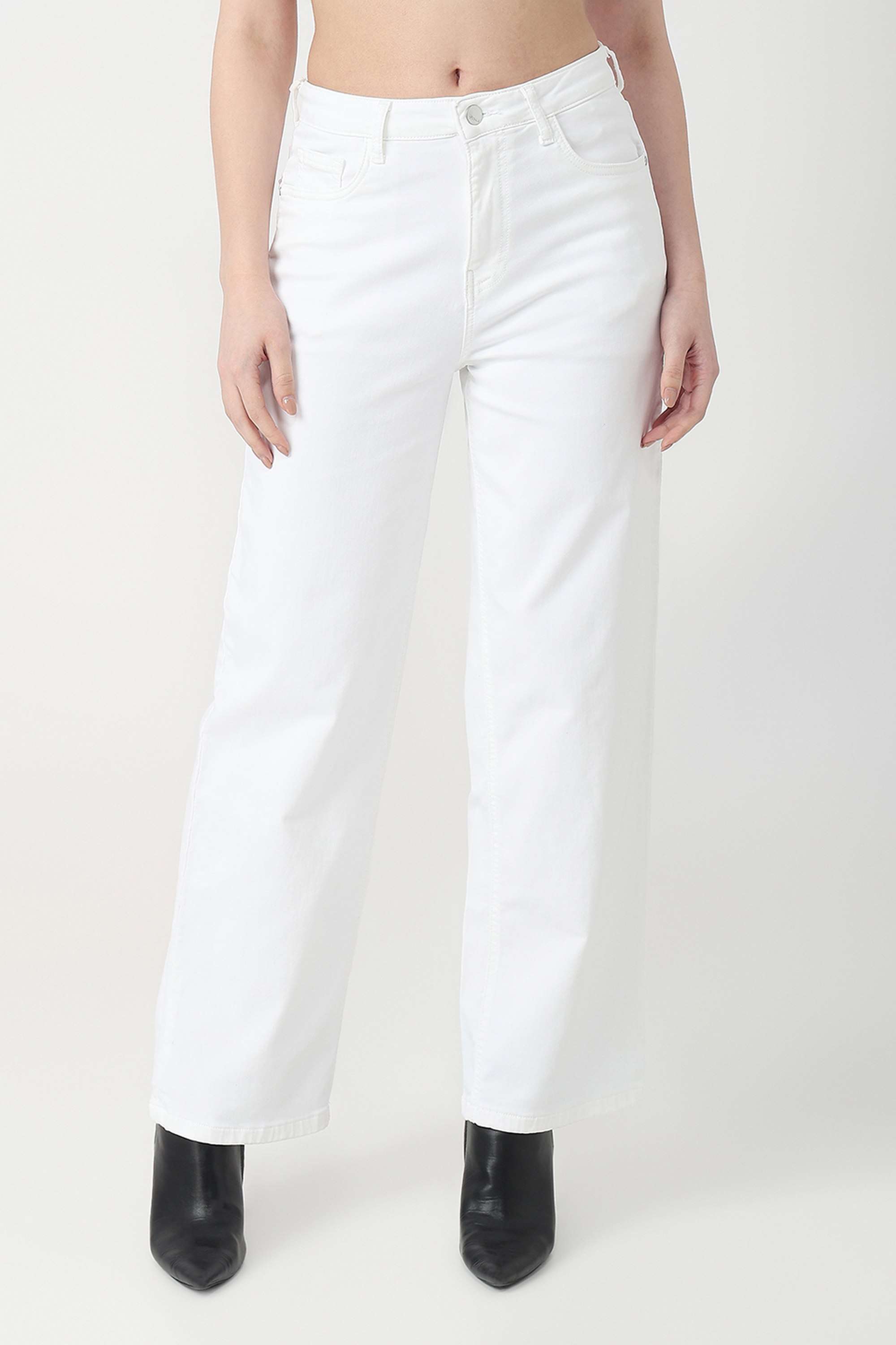 High-Rise-Blended-Fabric-Straight-Fit-Women-s-Jeans