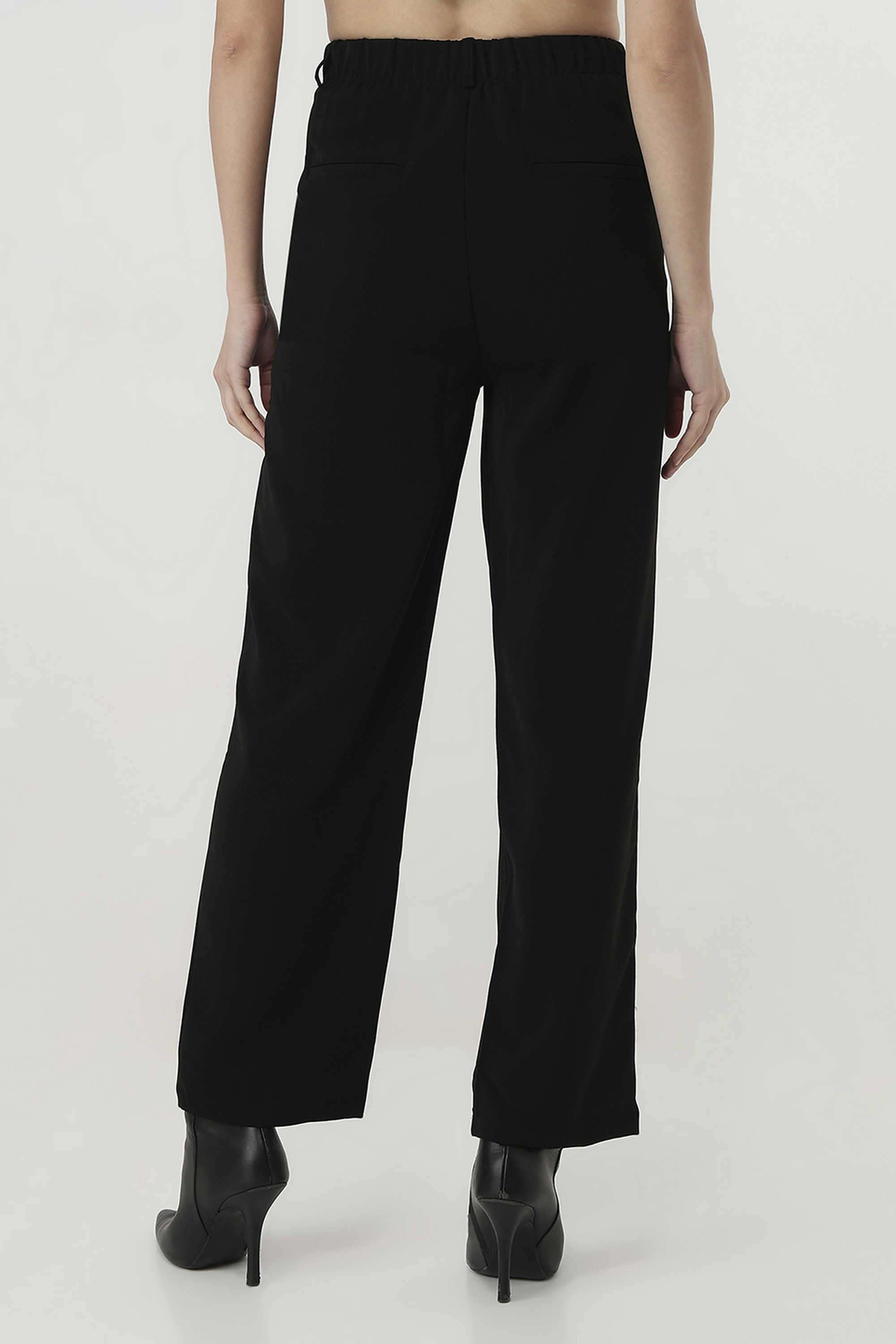 Solid-Straight-Fit-Polyester-Women-s-Casual-Wear-Trousers
