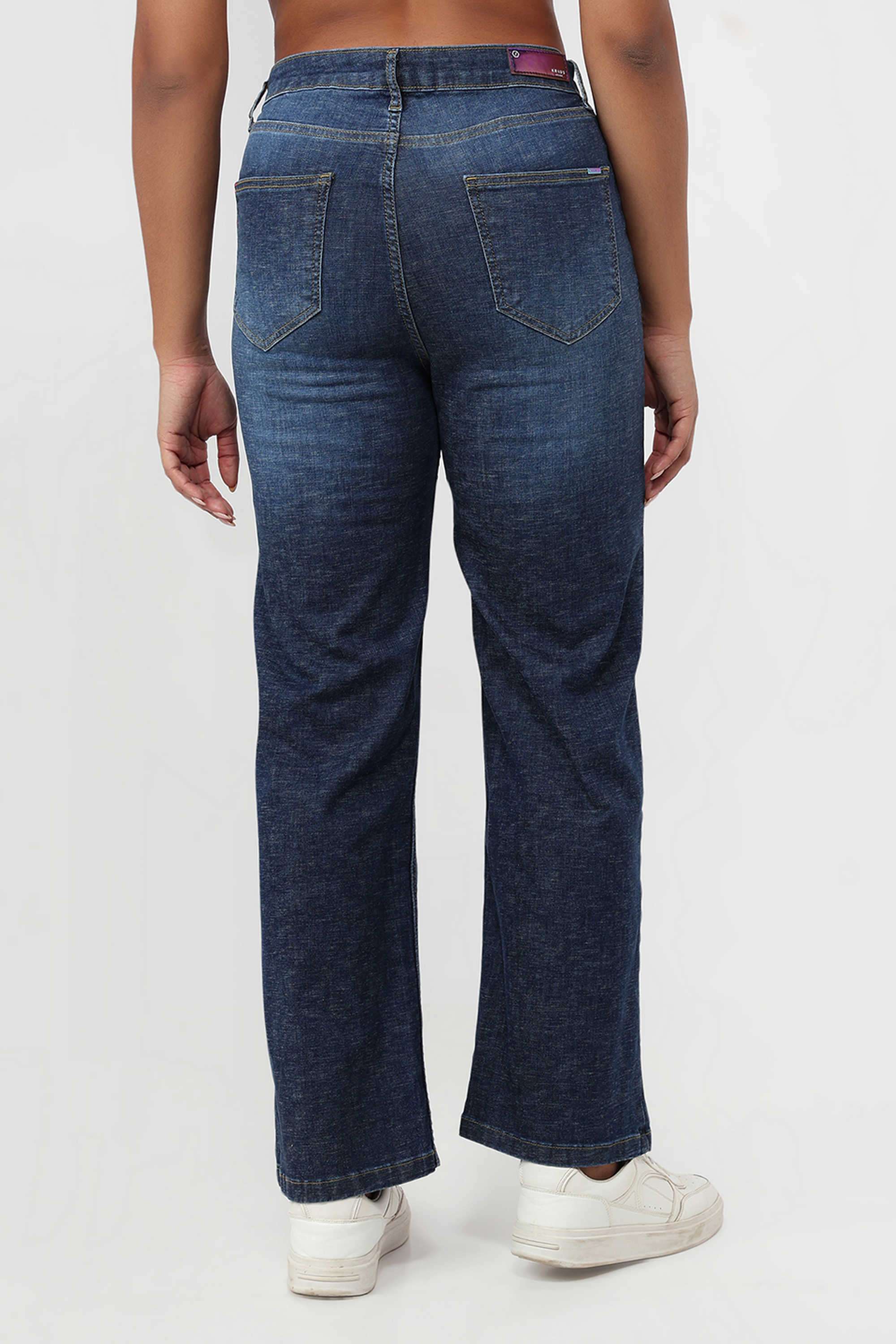 High-Rise-Blended-Fabric-Straight-Fit-Women-s-Jeans
