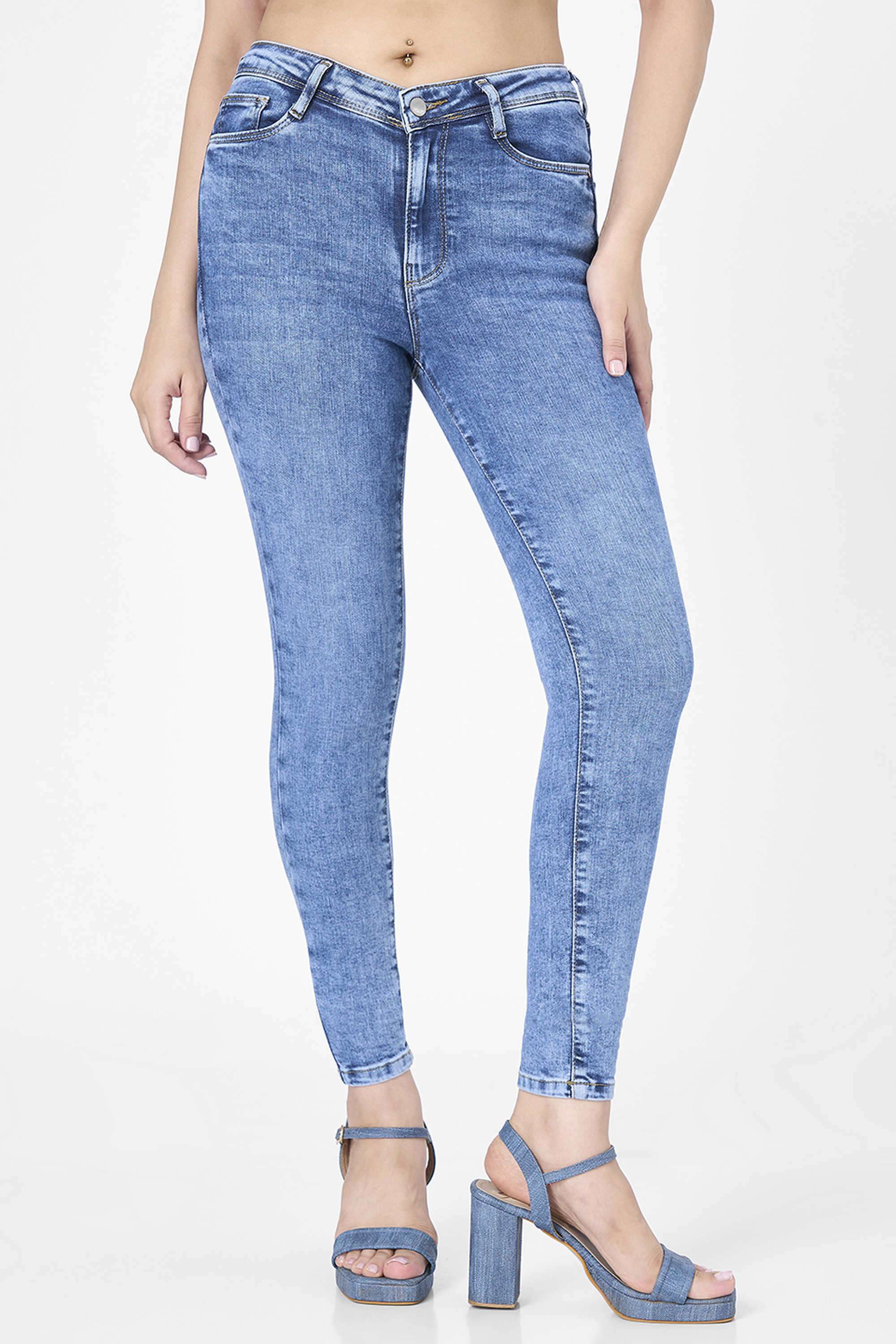High-Rise-Blended-Fabric-Skinny-Fit-Women-s-Jeans