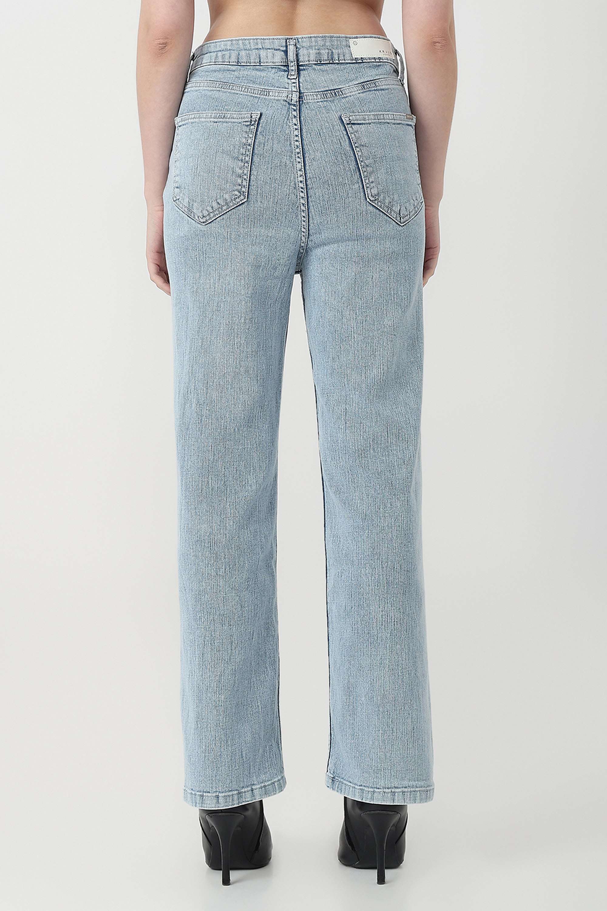 High-Rise-Blended-Fabric-Straight-Fit-Women-s-Jeans