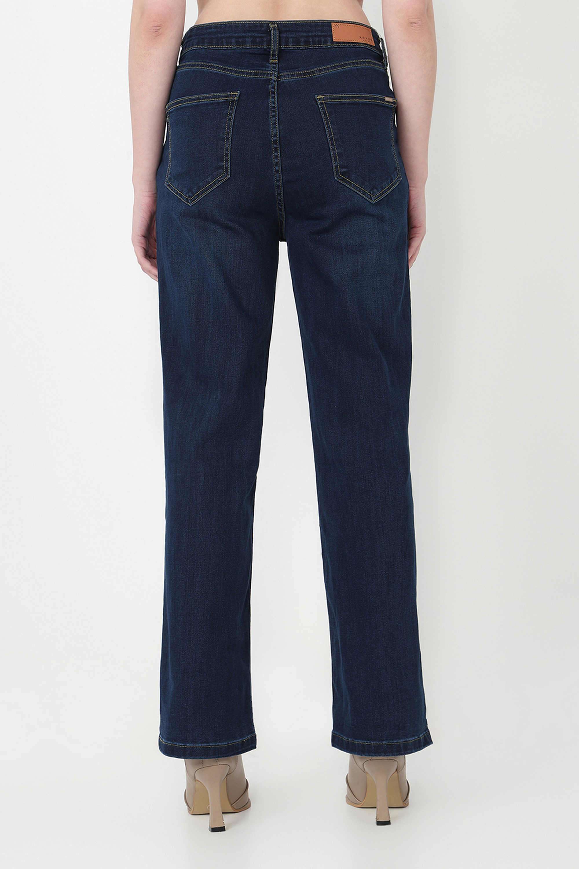 High-Rise-Blended-Fabric-Straight-Fit-Women-s-Jeans