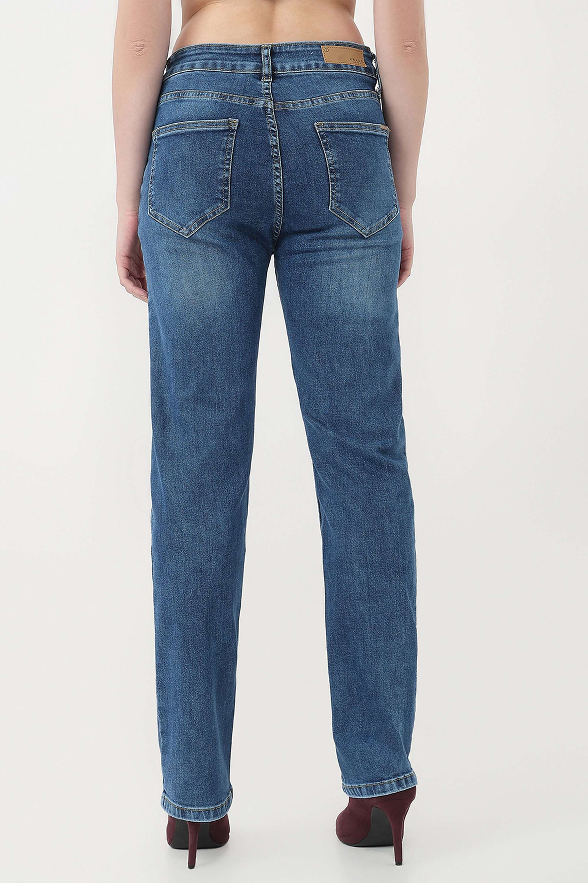 High-Rise-Blended-Fabric-Straight-Fit-Women-s-Jeans
