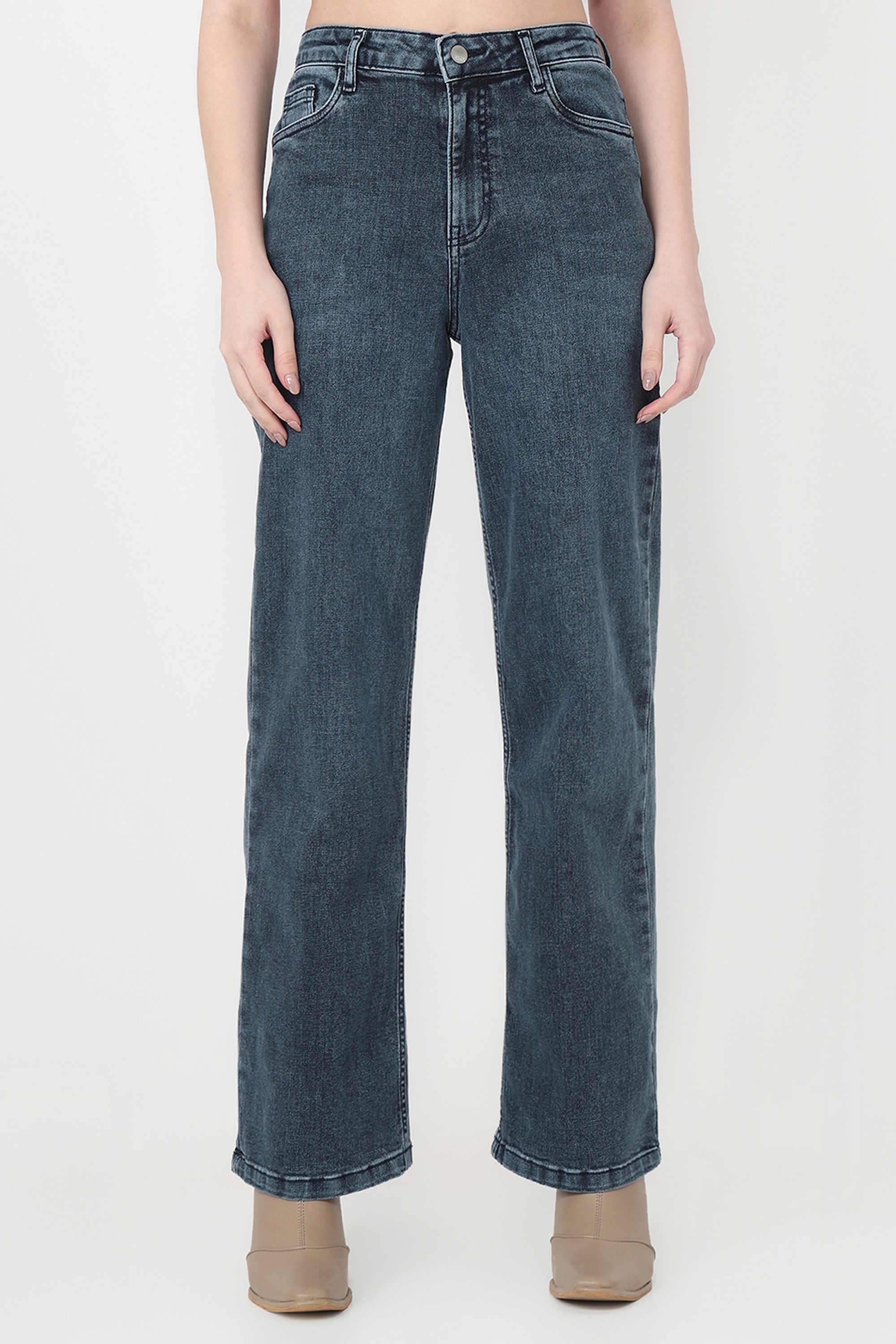 High-Rise-Blended-Fabric-Relaxed-Fit-Women-s-Jeans