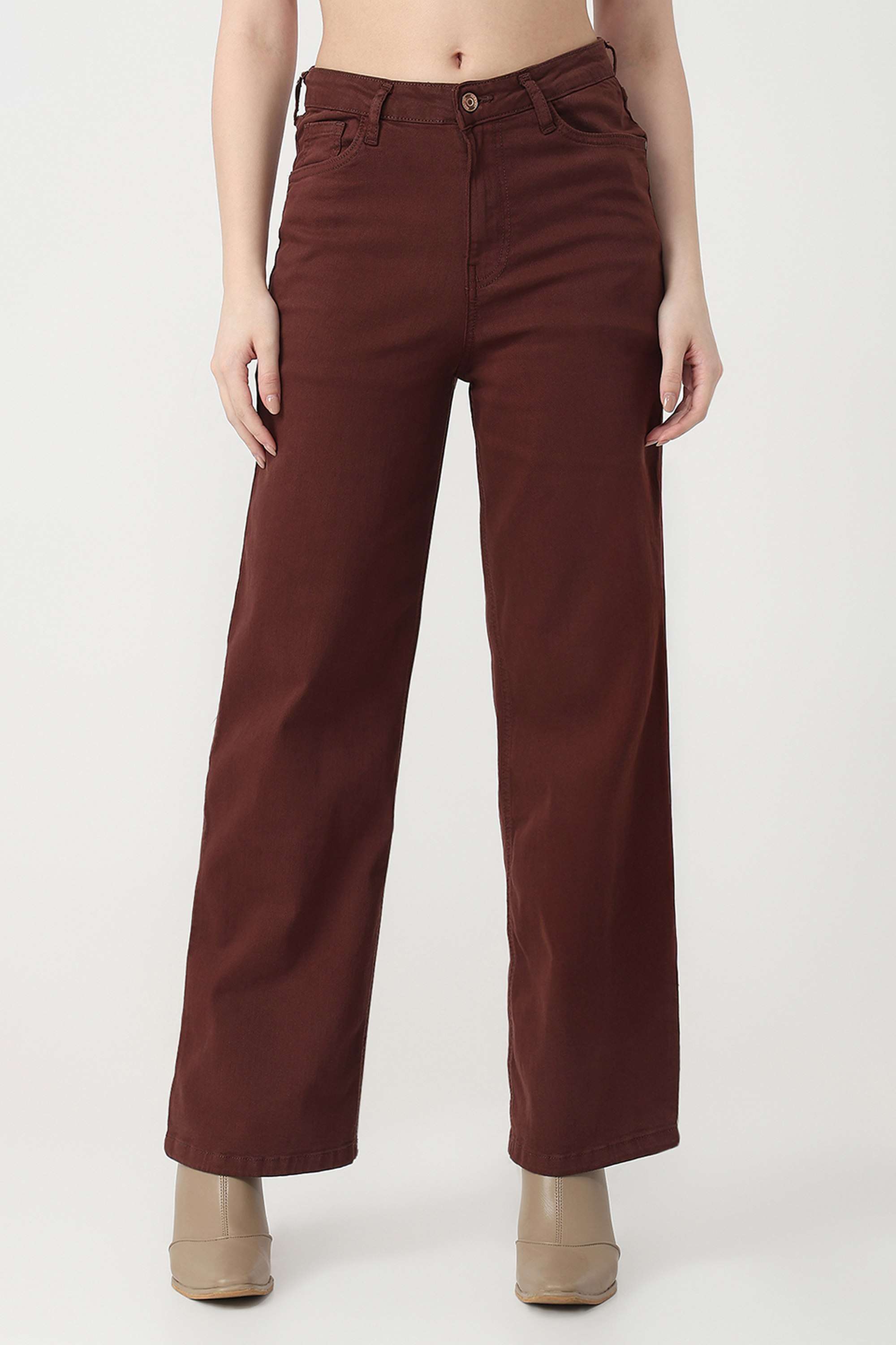 High-Rise-Blended-Fabric-Straight-Fit-Women-s-Jeans