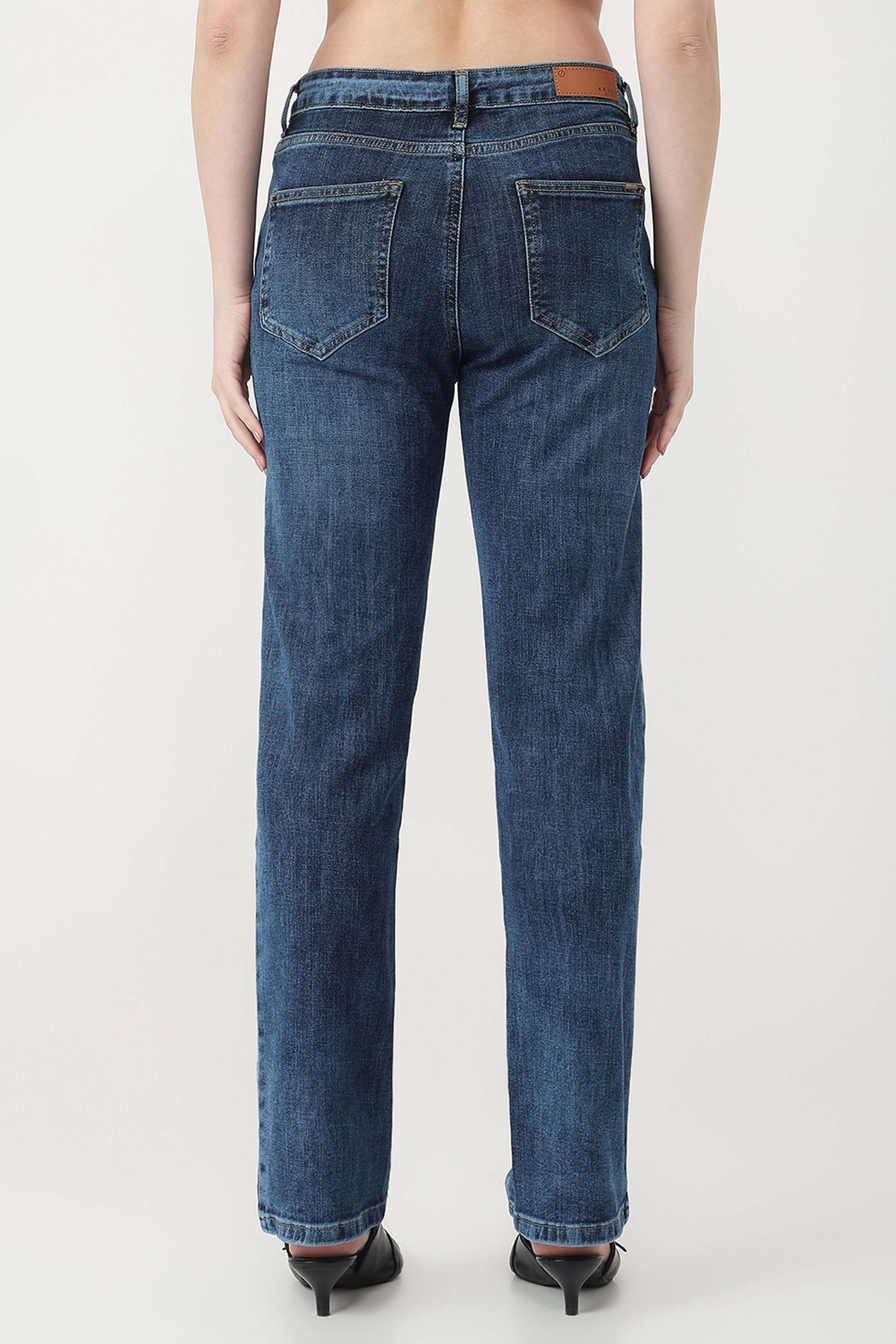 High-Rise-Blended-Fabric-Straight-Fit-Women-s-Jeans