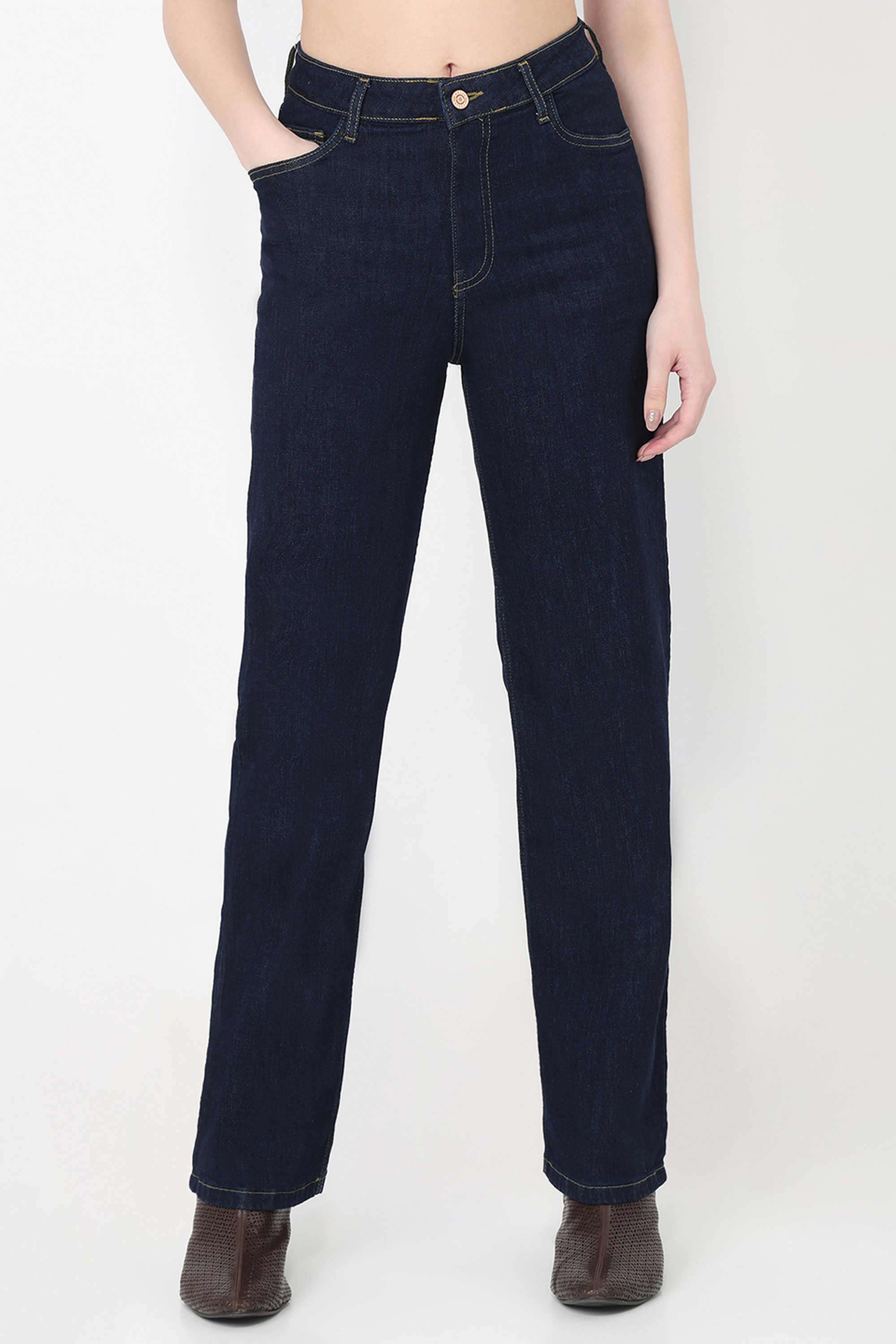 High-Rise-Blended-Fabric-Relaxed-Fit-Women-s-Jeans