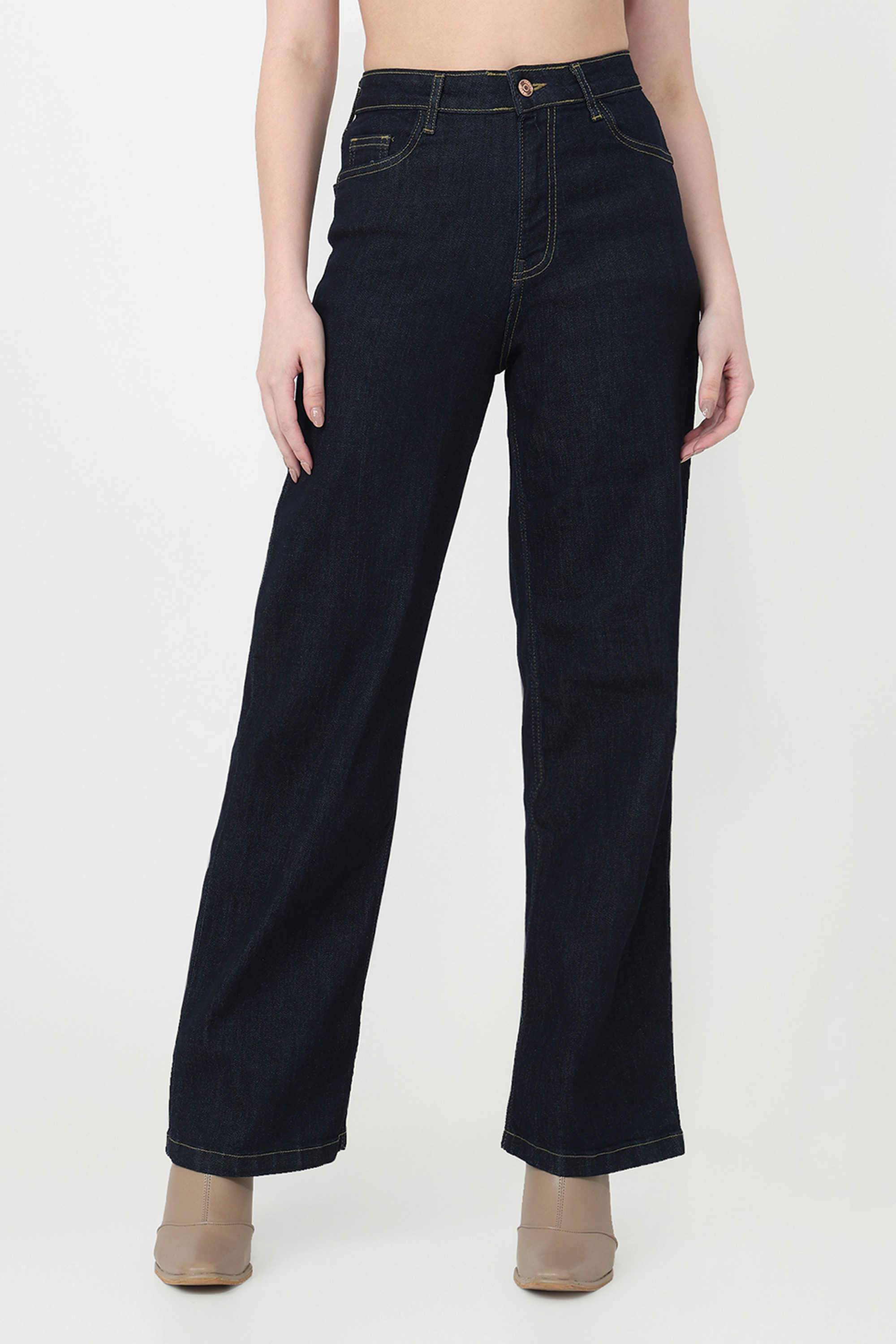 High-Rise-Blended-Fabric-Relaxed-Fit-Women-s-Jeans