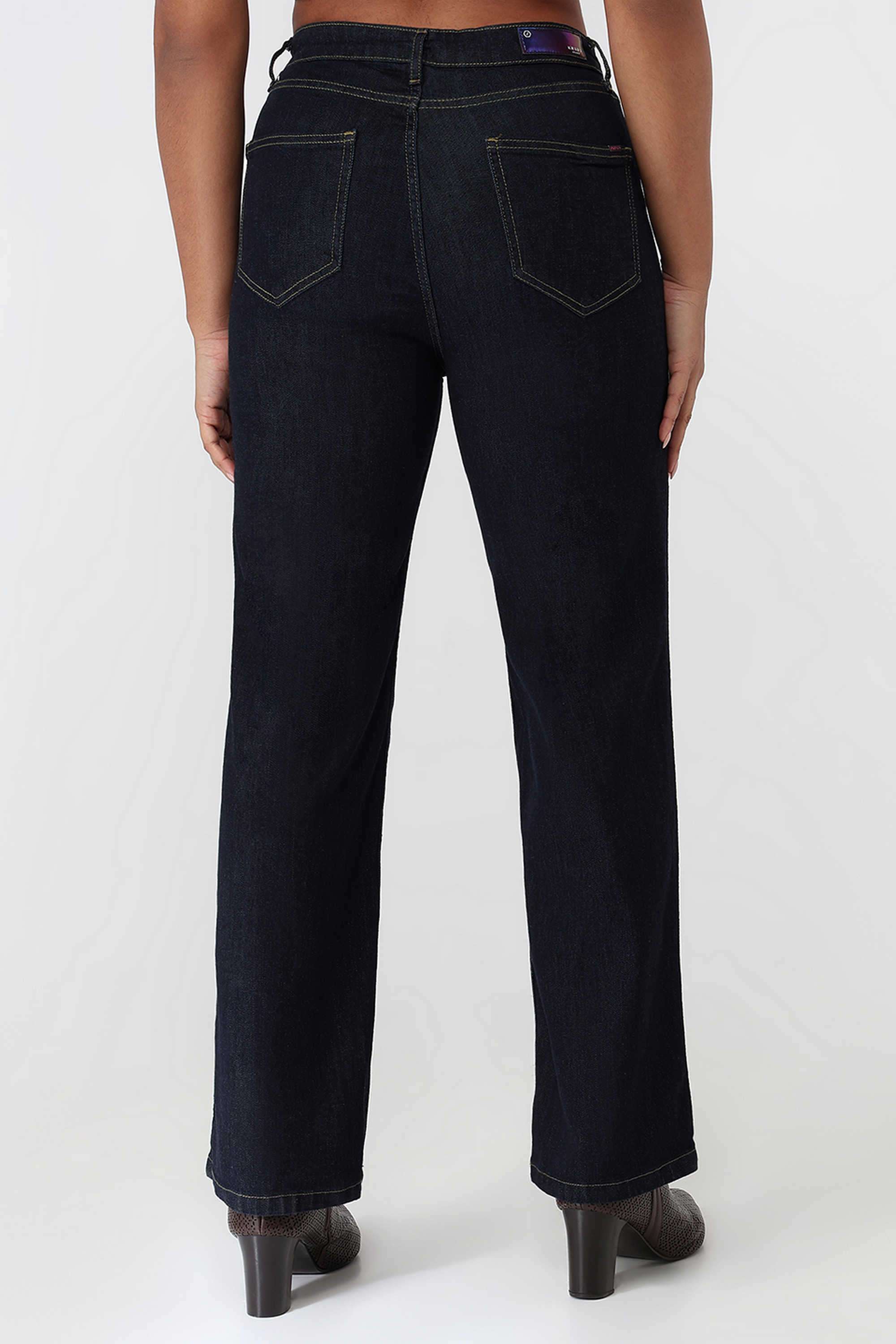 High-Rise-Blended-Fabric-Straight-Fit-Women-s-Jeans