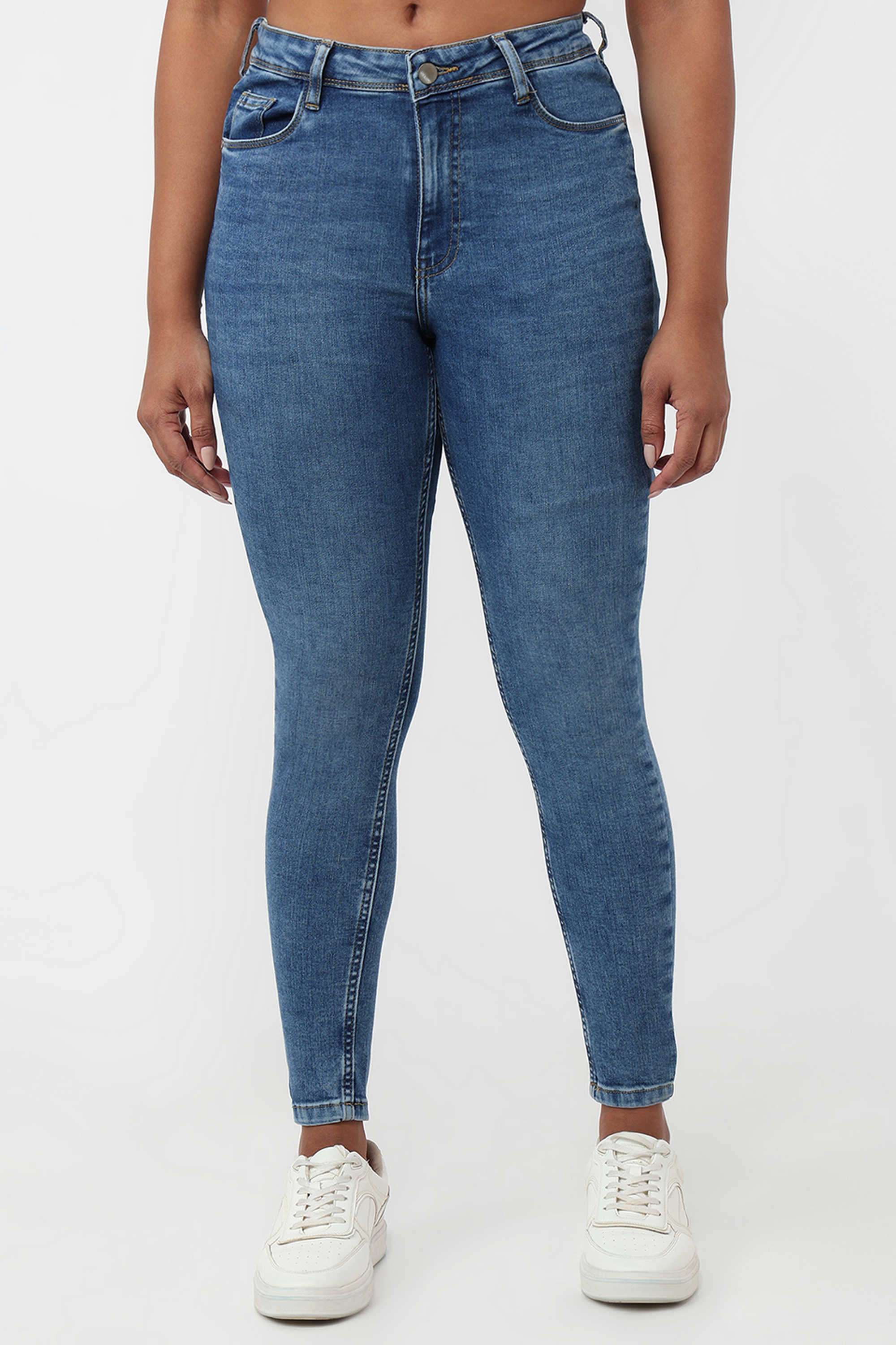 High-Rise-Blended-Fabric-Skinny-Fit-Women-s-Jeans